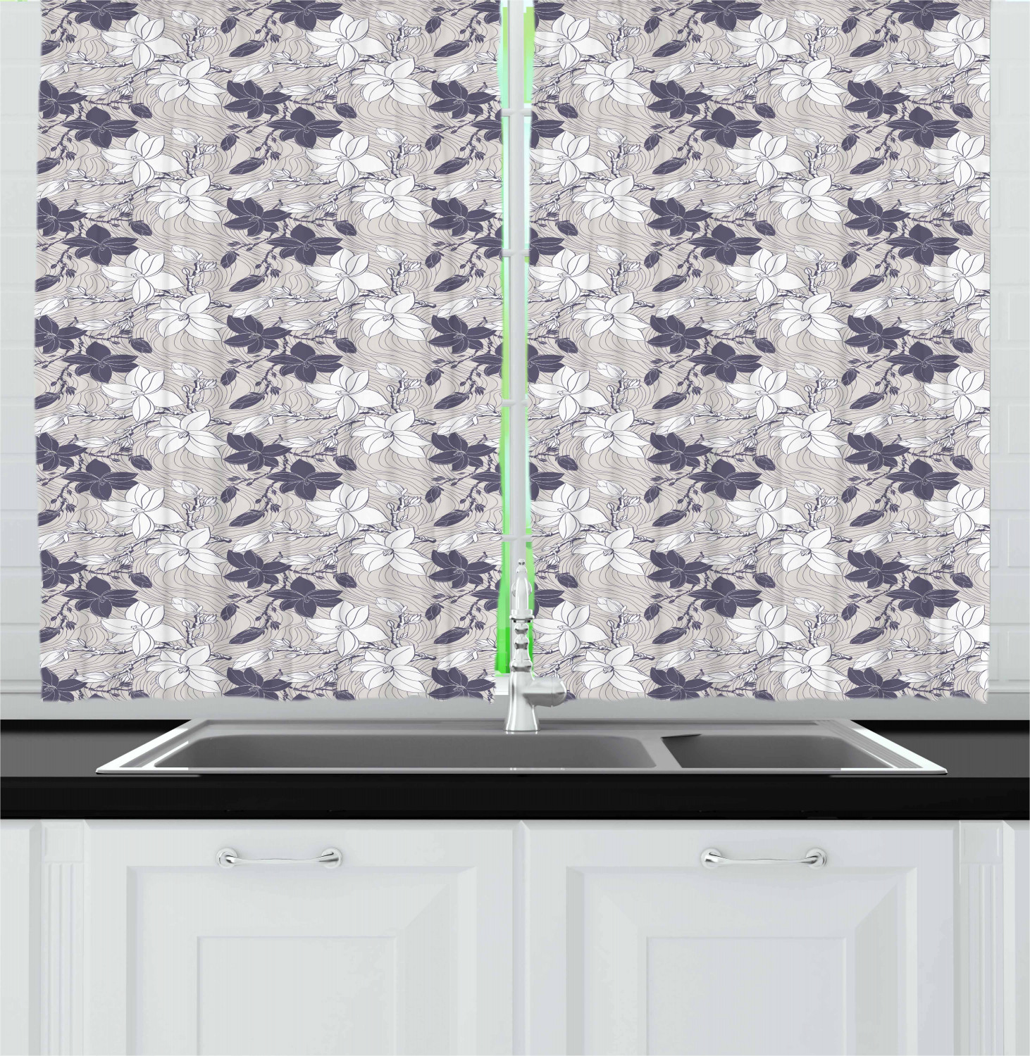 Spring Season Kitchen Curtains 2 Panel Set Window Drapes 55" X 39" by Ambesonne - Picture 19 of 22