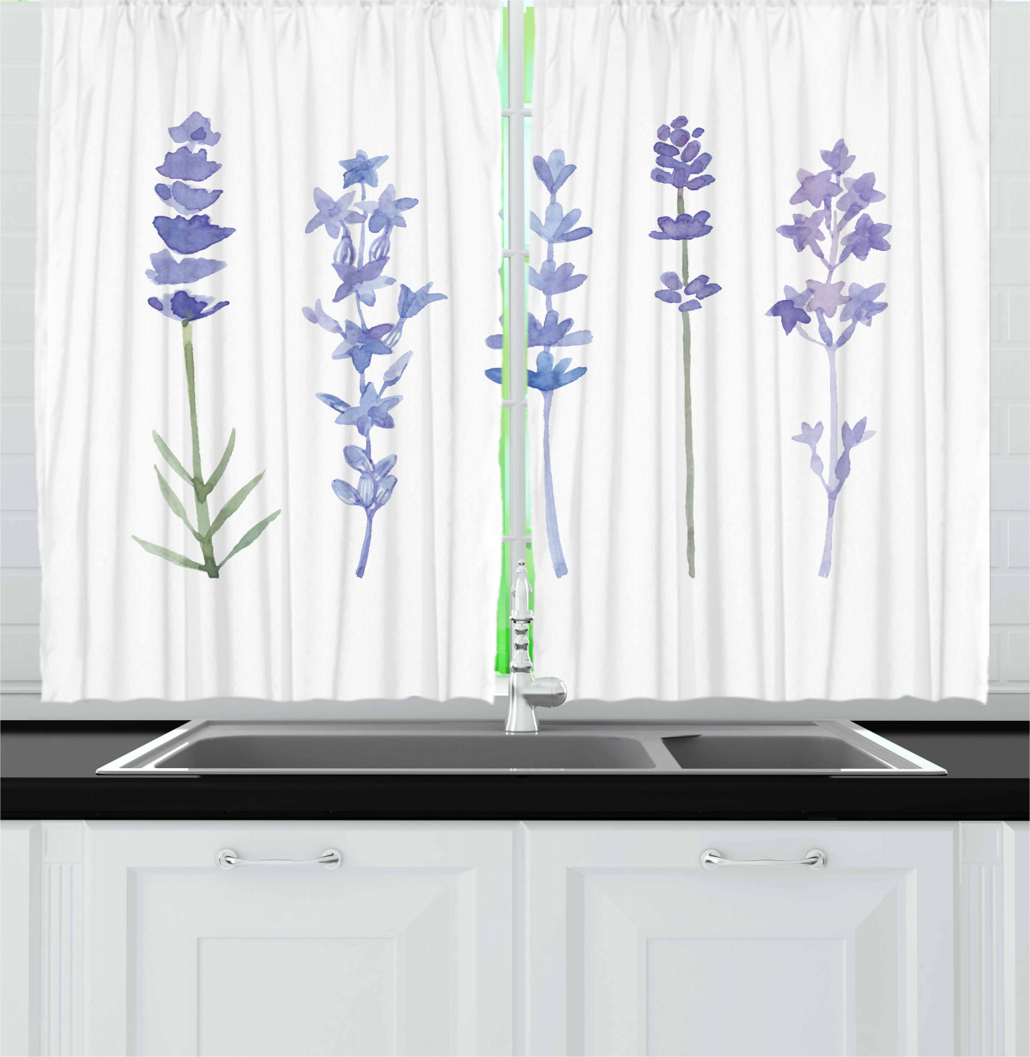 Spring Season Kitchen Curtains 2 Panel Set Window Drapes 55" X 39" by Ambesonne - Picture 12 of 22