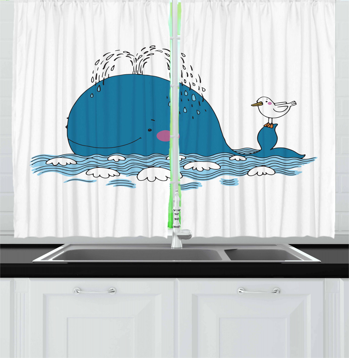 Girls Cartoon Kitchen Curtains 2 Panel Set Window Drapes 55" X 39" Ambesonne - Picture 27 of 28