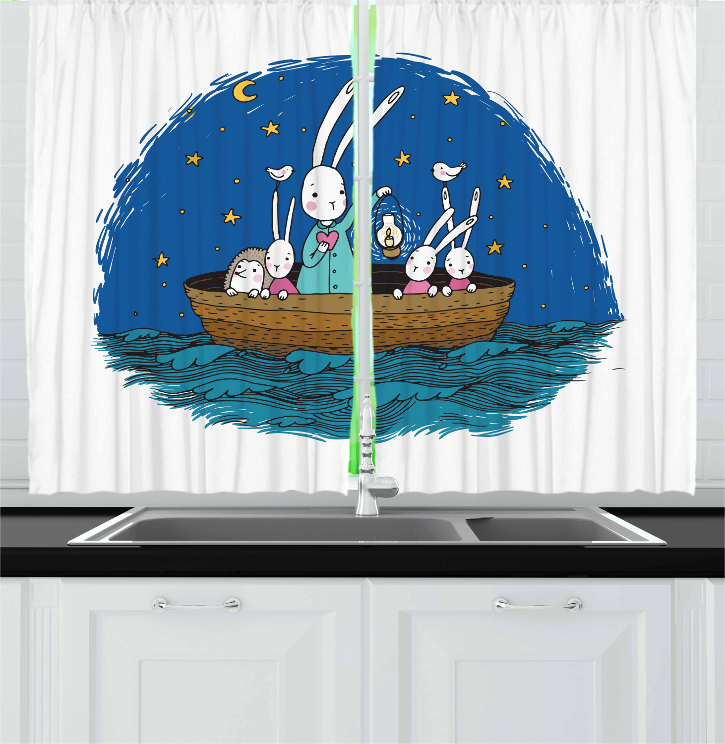 Girls Cartoon Kitchen Curtains 2 Panel Set Window Drapes 55" X 39" Ambesonne - Picture 24 of 28