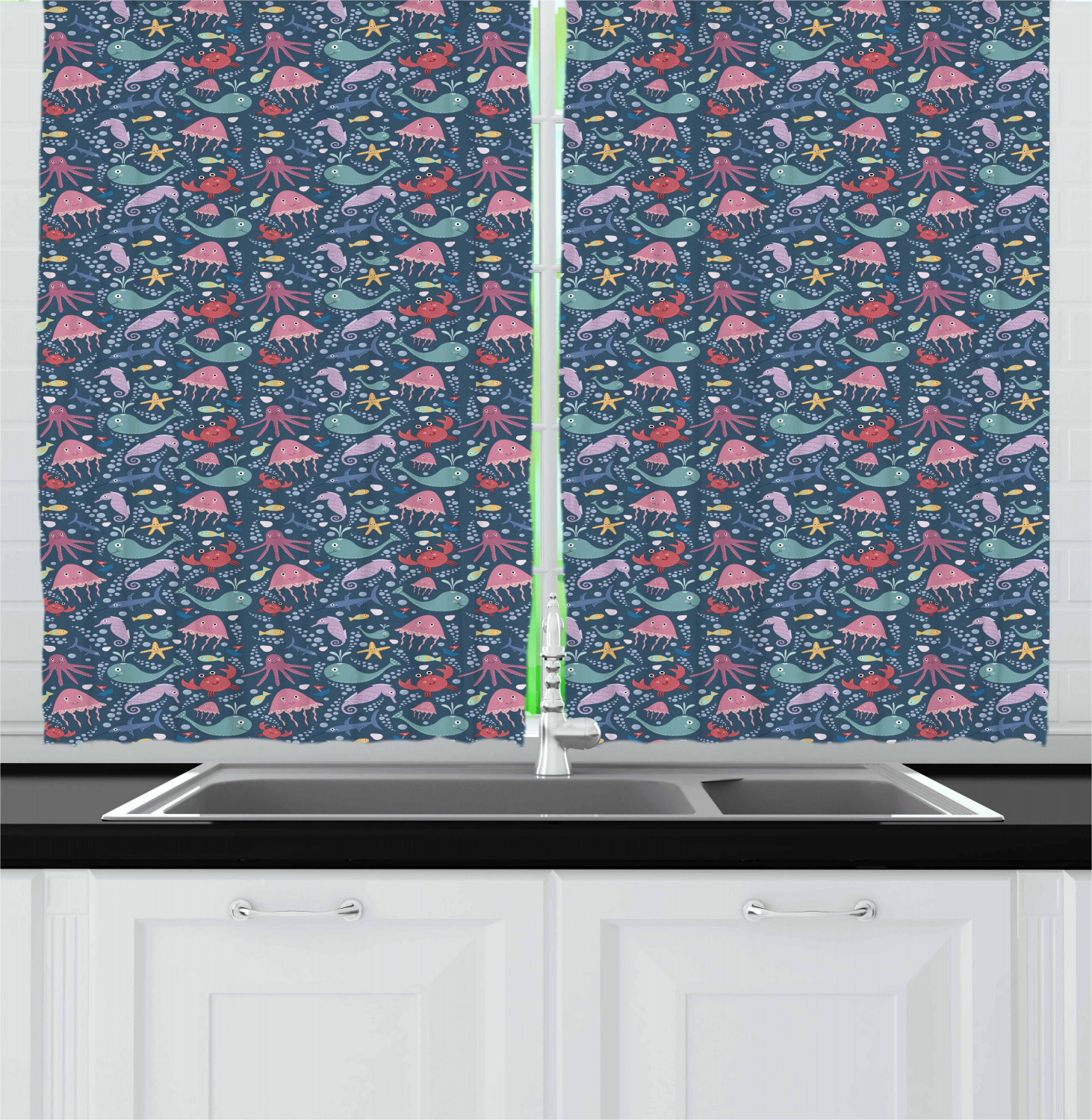 Nursery Baby Kitchen  Curtains 2 Panel  Set  Window Drapes 55 