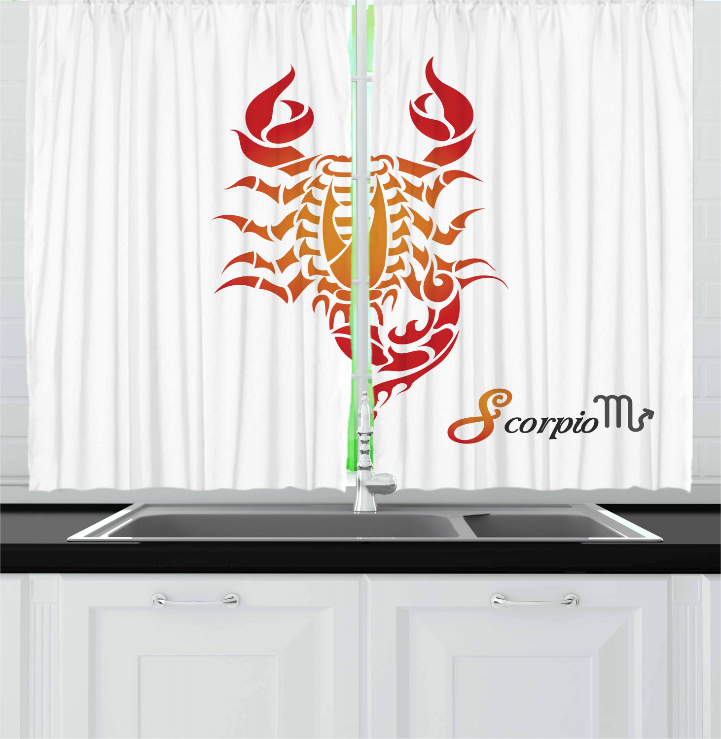 Zodiac Kitchen Curtains 2 Panel Set Decor Window Drapes 55" X 39" Ambesonne - Picture 25 of 31