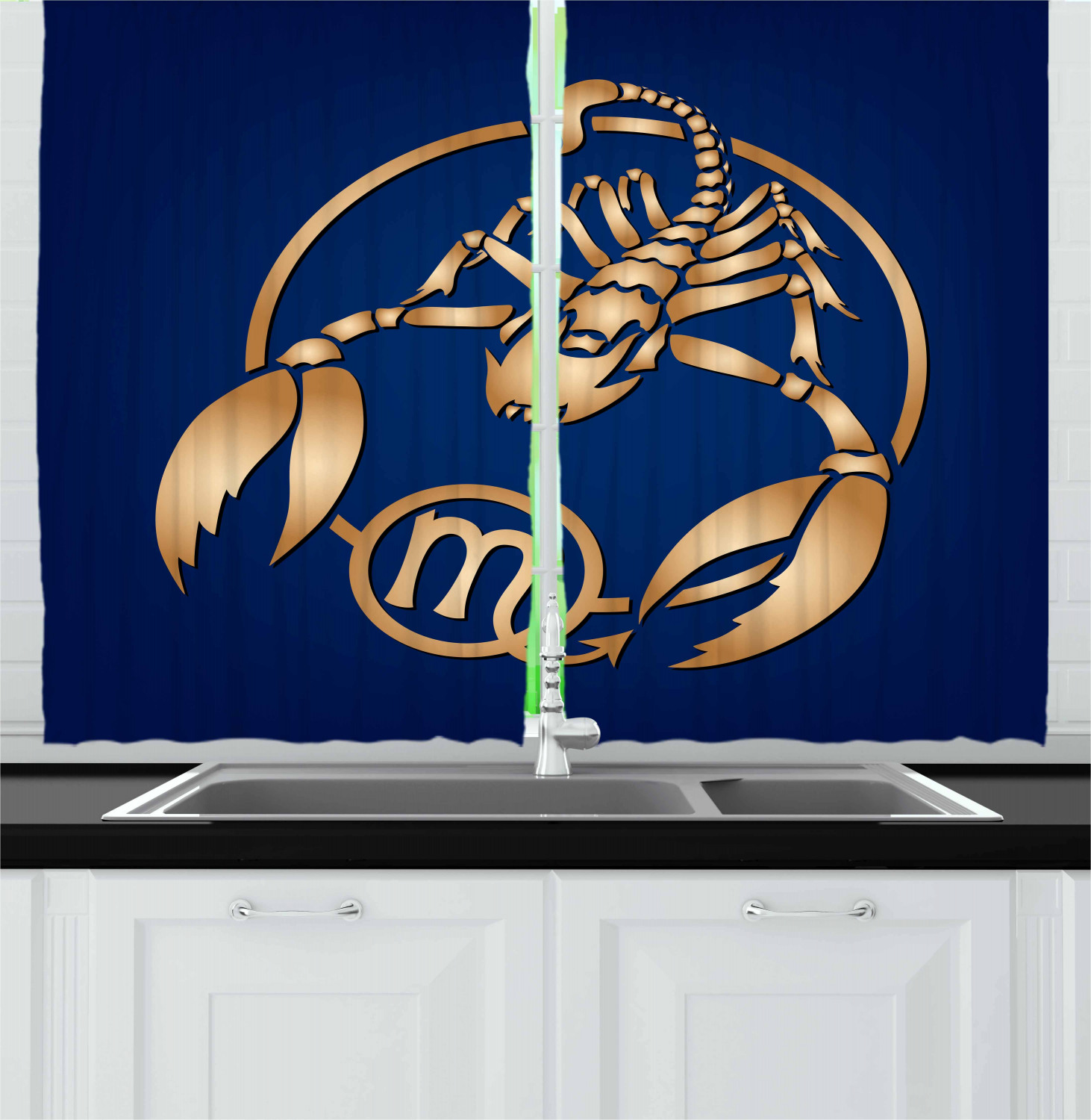 Zodiac Kitchen Curtains 2 Panel Set Decor Window Drapes 55" X 39" Ambesonne - Picture 23 of 31