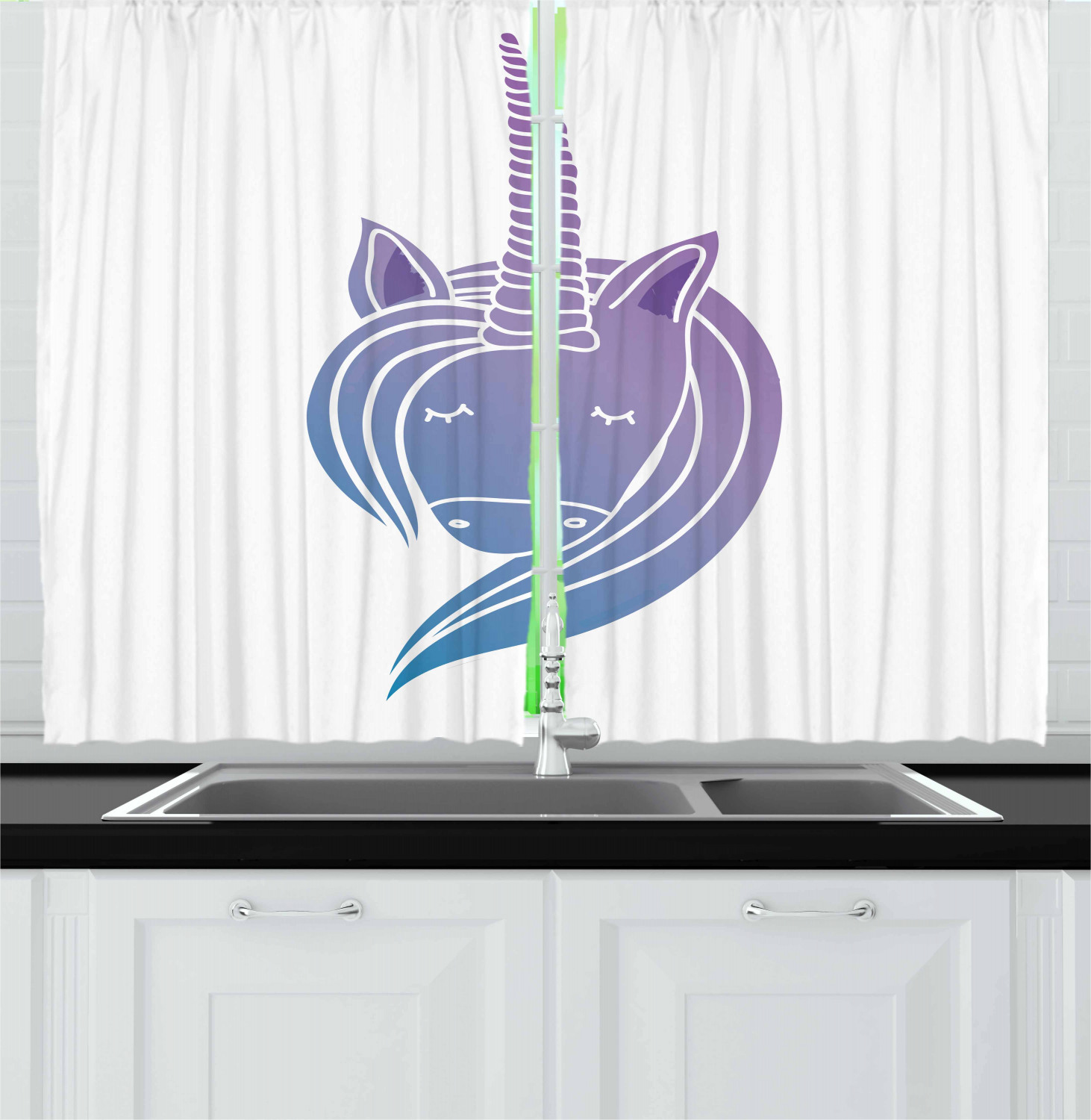 Cartoon Kitchen Curtains 2 Panel Set Window Drapes 55" X 39" Ambesonne - Picture 10 of 25