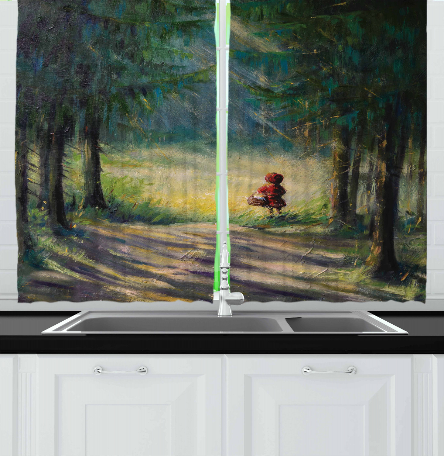 Cartoon Kitchen Curtains 2 Panel Set Window Drapes 55" X 39" Ambesonne - Picture 21 of 25