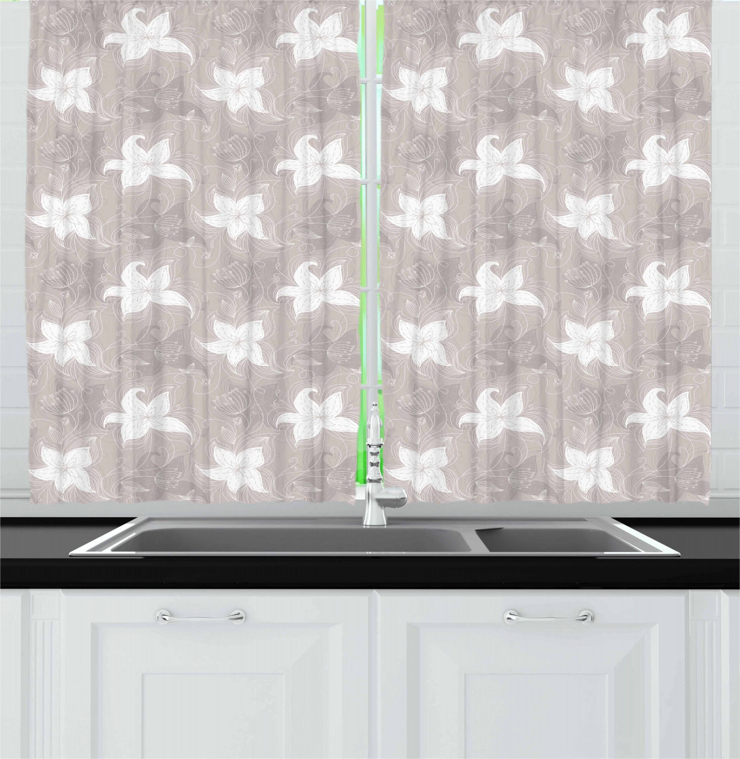 Grey Kitchen Curtains 2 Panel Home Window Drapes 55