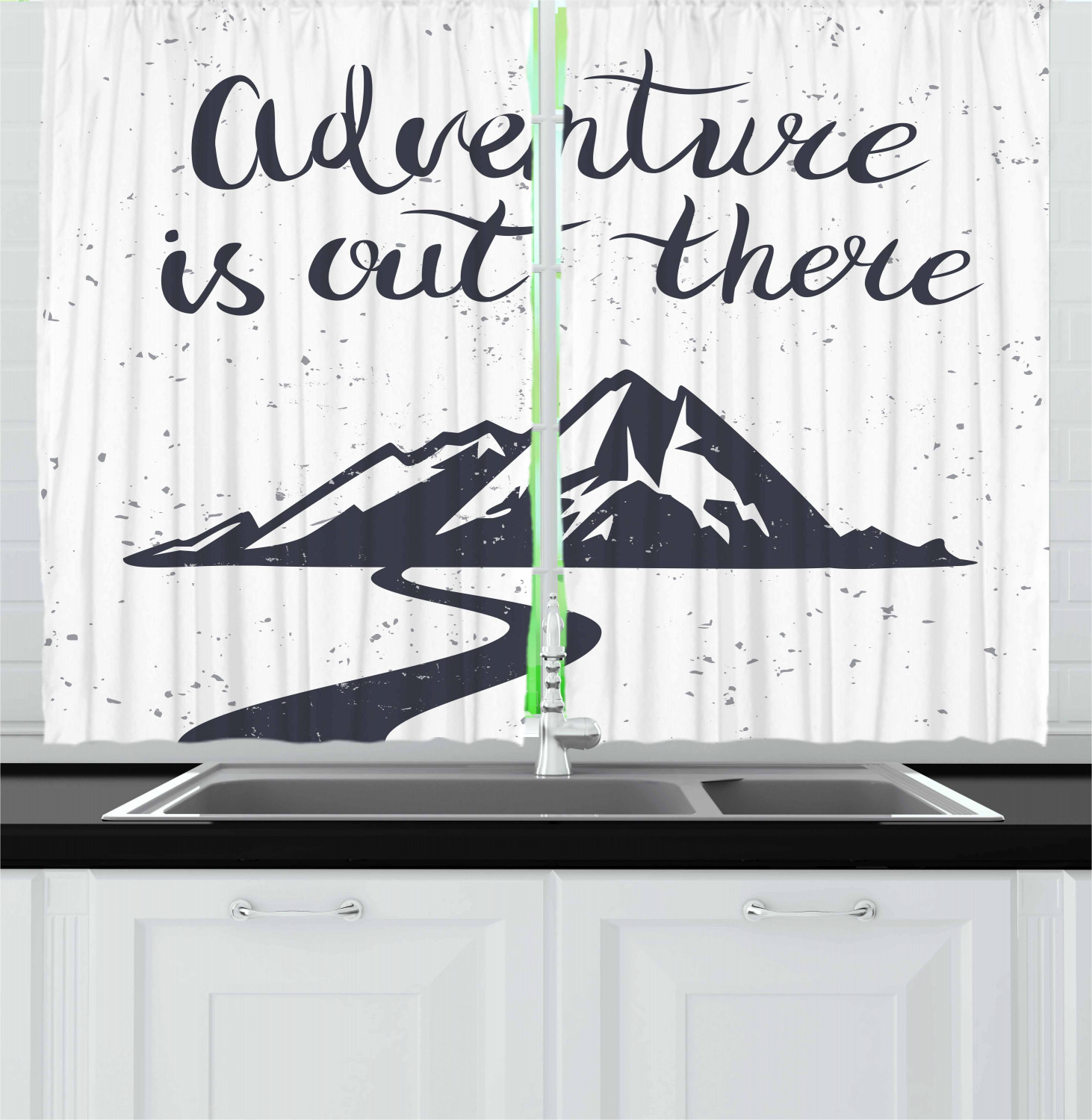 Motivational Kitchen Curtains 2 Panel Set Window Drapes 55" X 39" Ambesonne - Picture 2 of 29