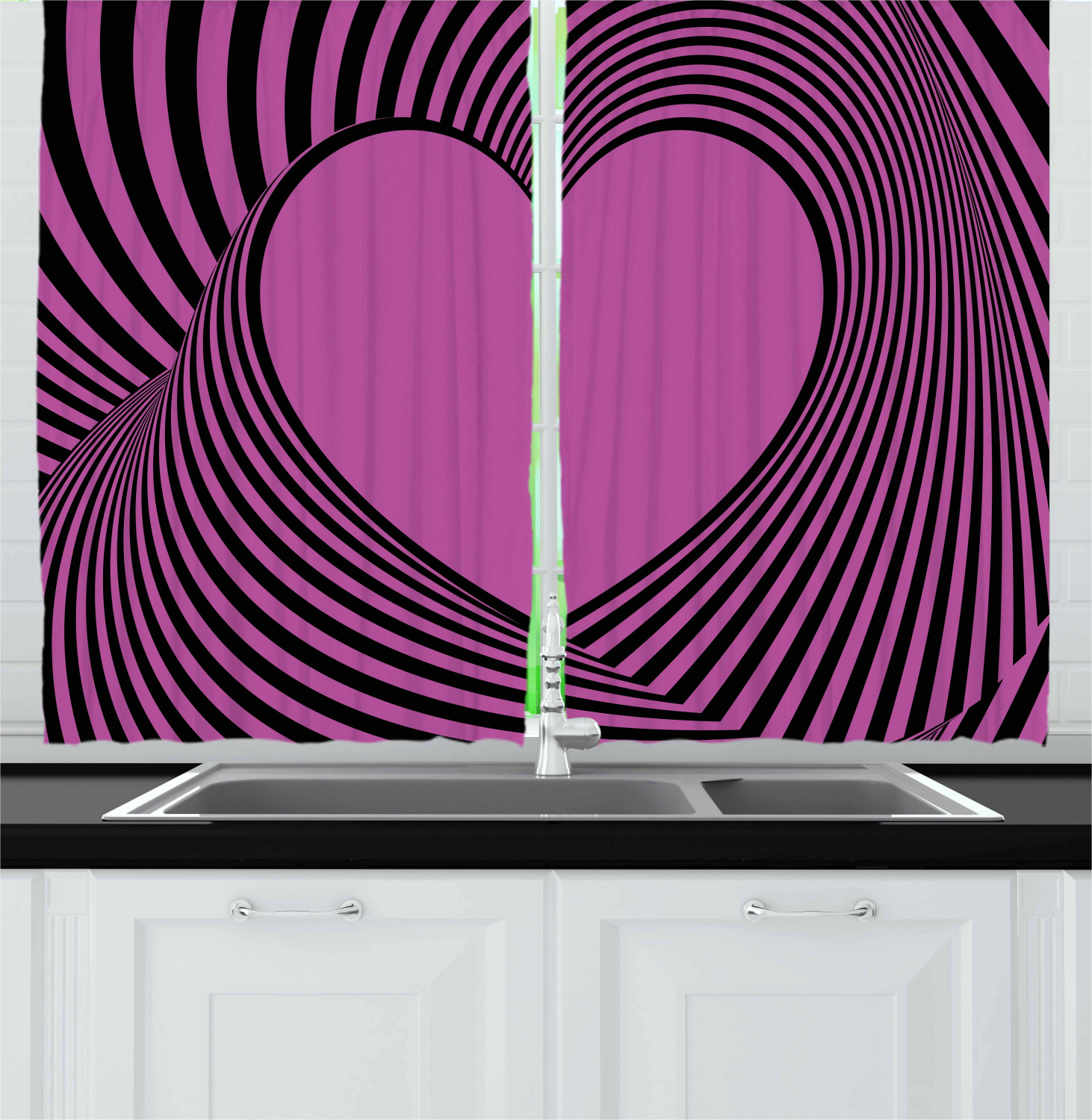 Pink Zebra  Kitchen  Curtains 2 Panel Set  Window Drapes 55 