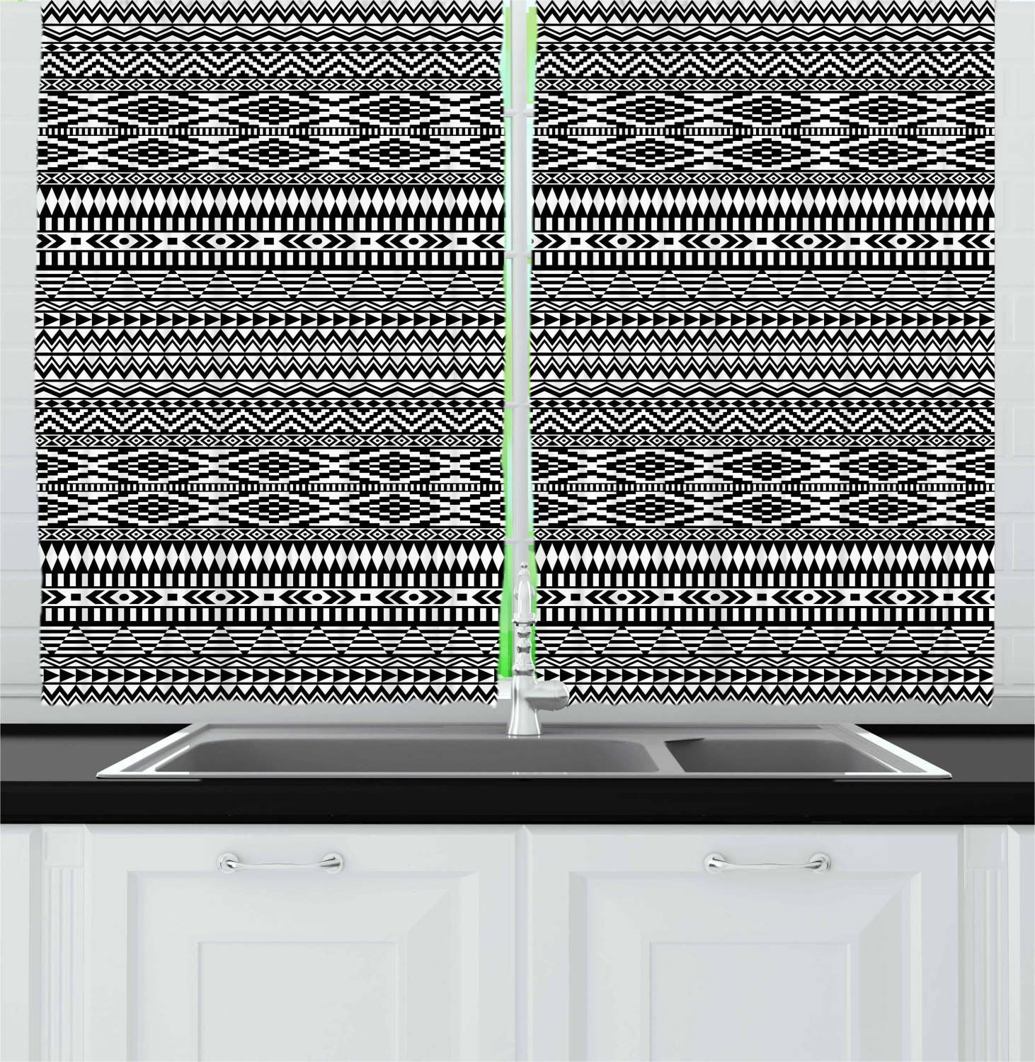 Afghan Kitchen Curtains 2 Panel Set Window Drapes 55" X 39" Ambesonne - Picture 16 of 20