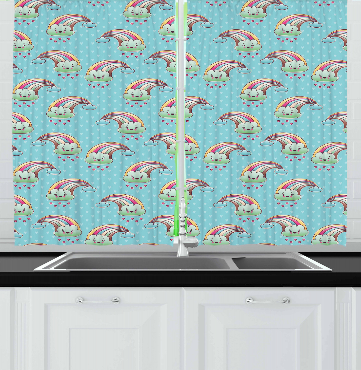 Anime Kitchen Curtains 2 Panel Set Window Drapes 55" X 39 ...