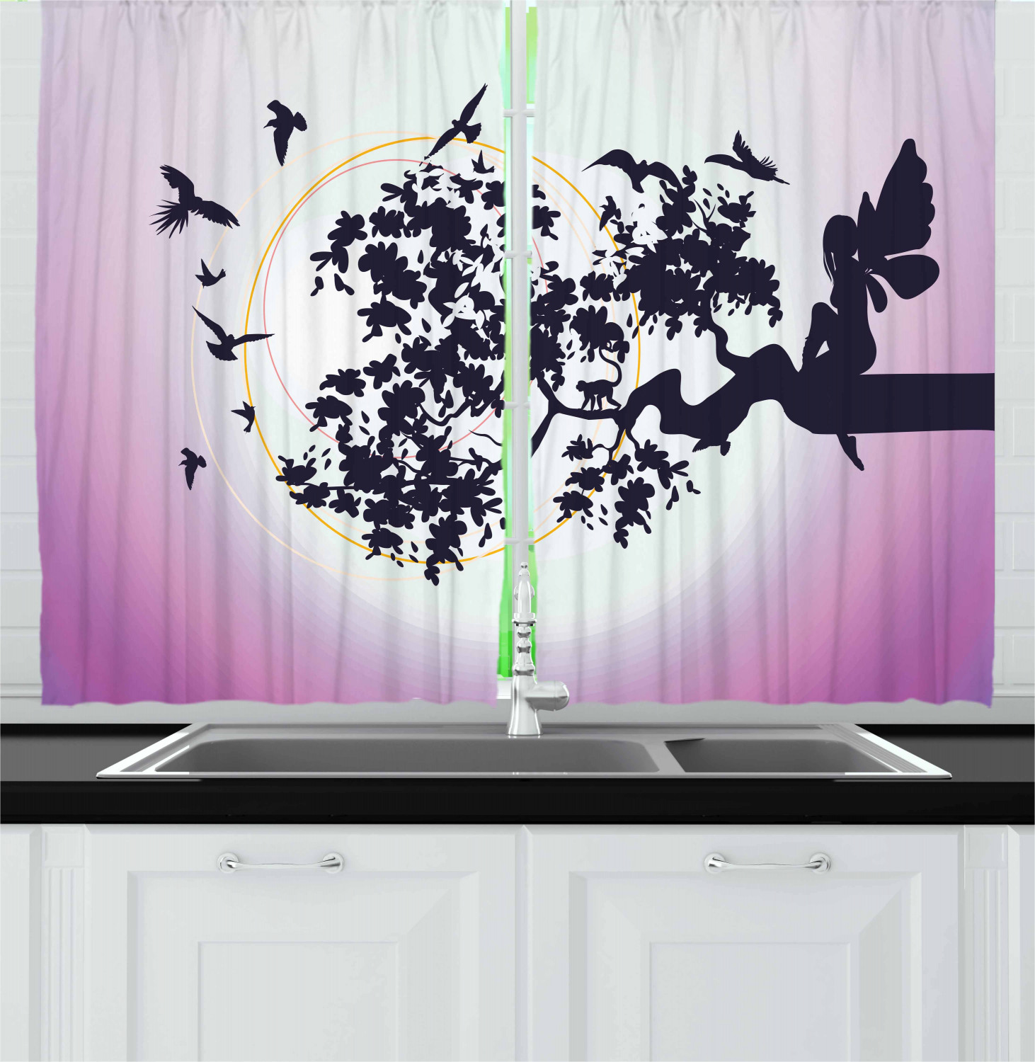 Anime Kitchen Curtains 2 Panel Set Window Drapes 55" X 39" Ambesonne - Picture 27 of 28