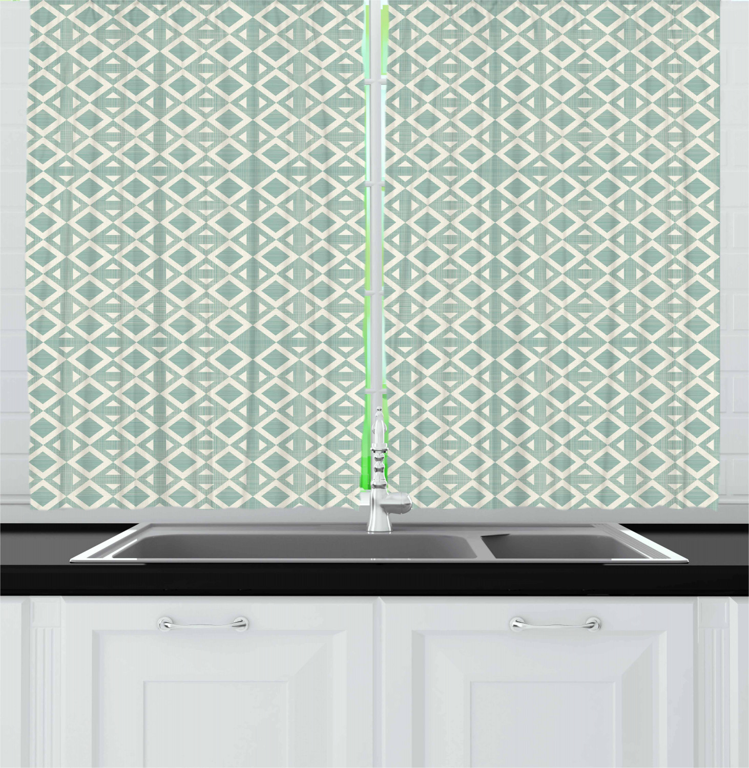 Grey Blue Kitchen Curtains 2 Panel Set Window Drapes 55" X 39" Ambesonne - Picture 19 of 30
