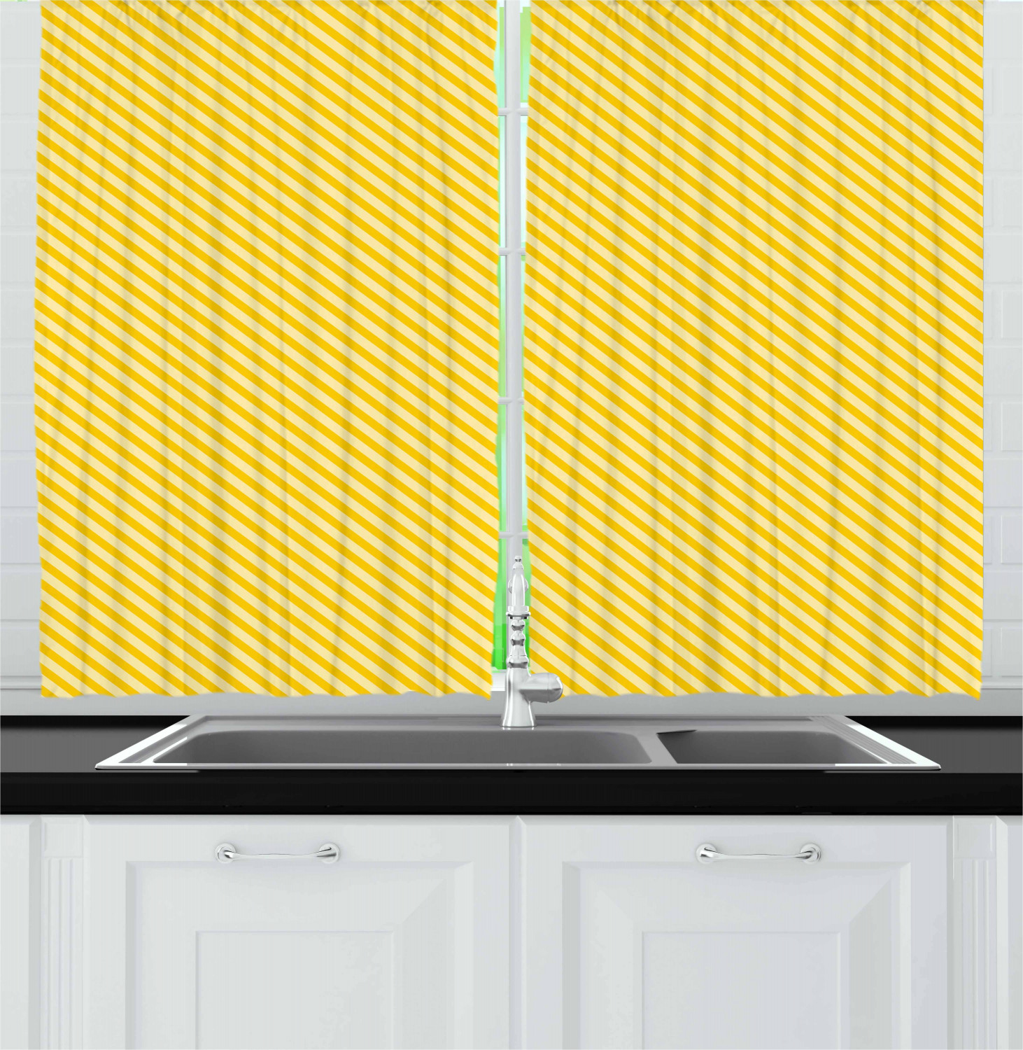 Vintage Yellow Kitchen Curtains 2 Panel Set Window Drapes 55 X 39 Ambesonne Ebay