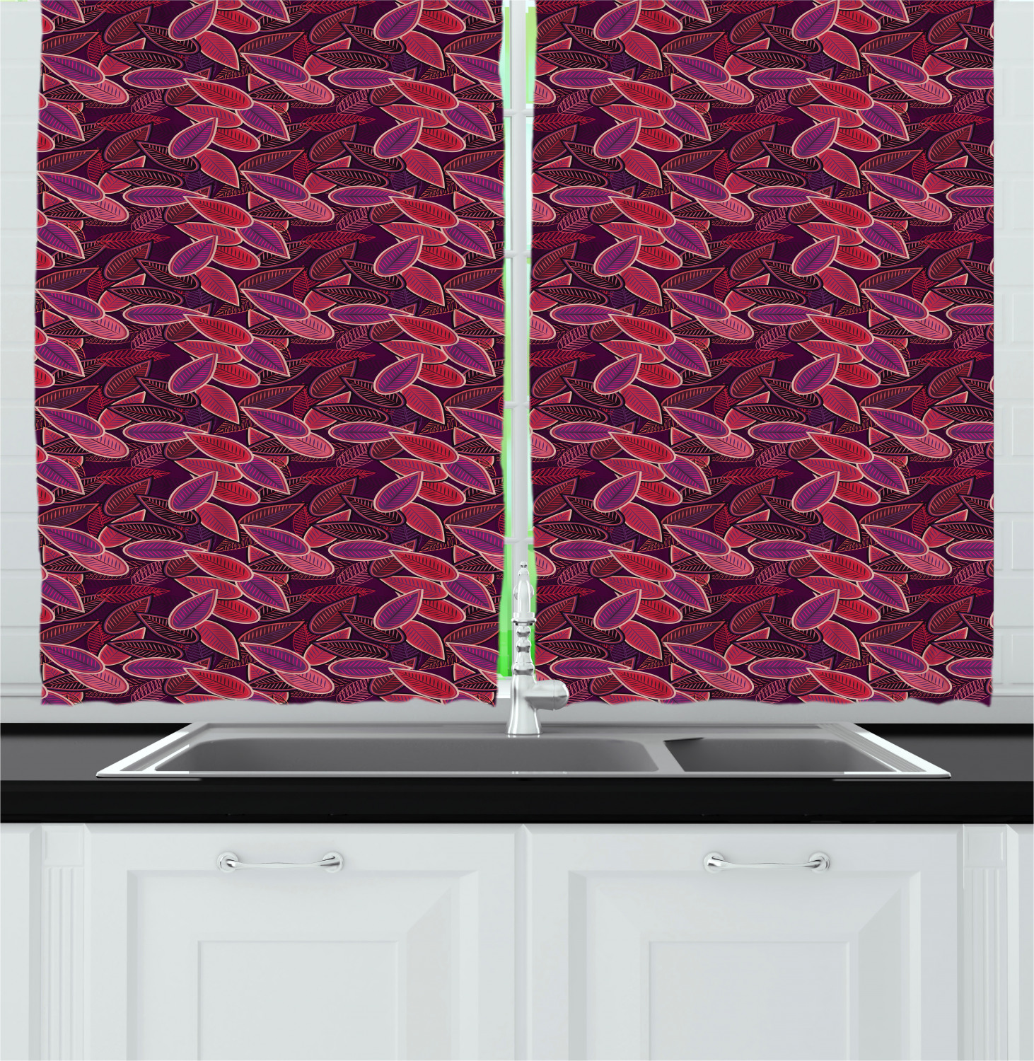 Lilac Kitchen Curtains 2 Panel Set Window Drapes 55" X 39" Ambesonne - 第 21/30 張圖片