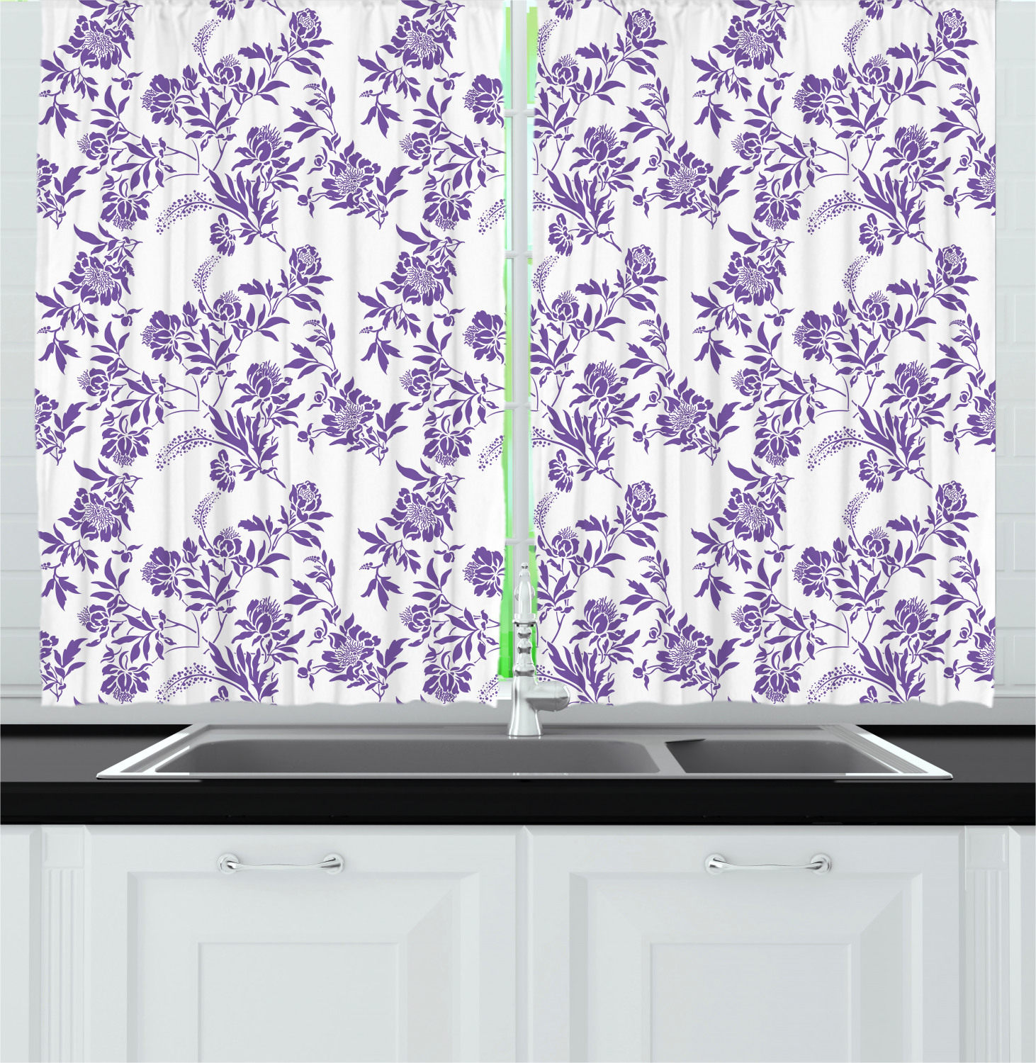 Lilac Kitchen Curtains 2 Panel Set Window Drapes 55" X 39" Ambesonne - 第 27/30 張圖片
