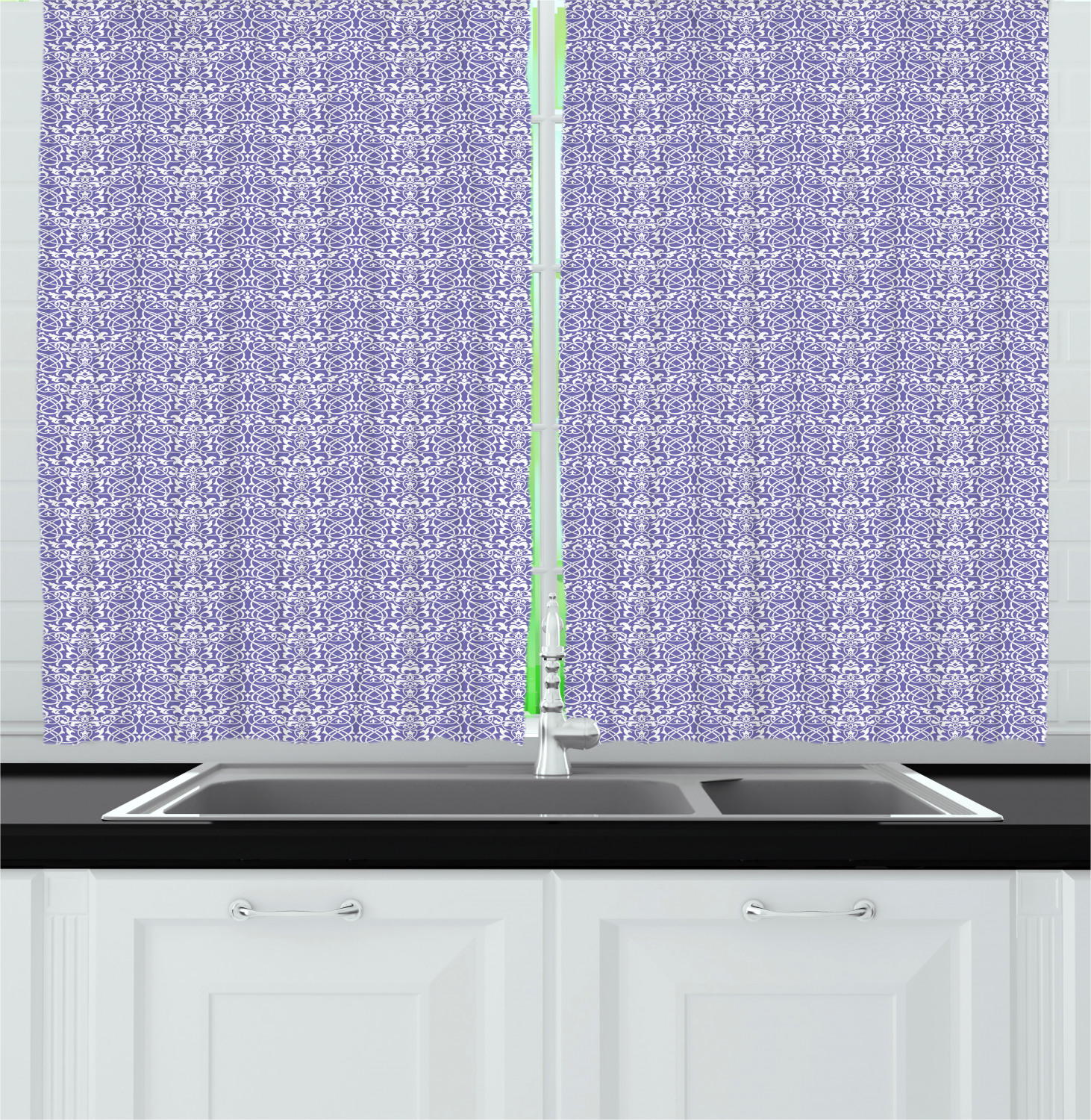 Lilac Kitchen Curtains 2 Panel Set Window Drapes 55" X 39" Ambesonne - 第 10/30 張圖片