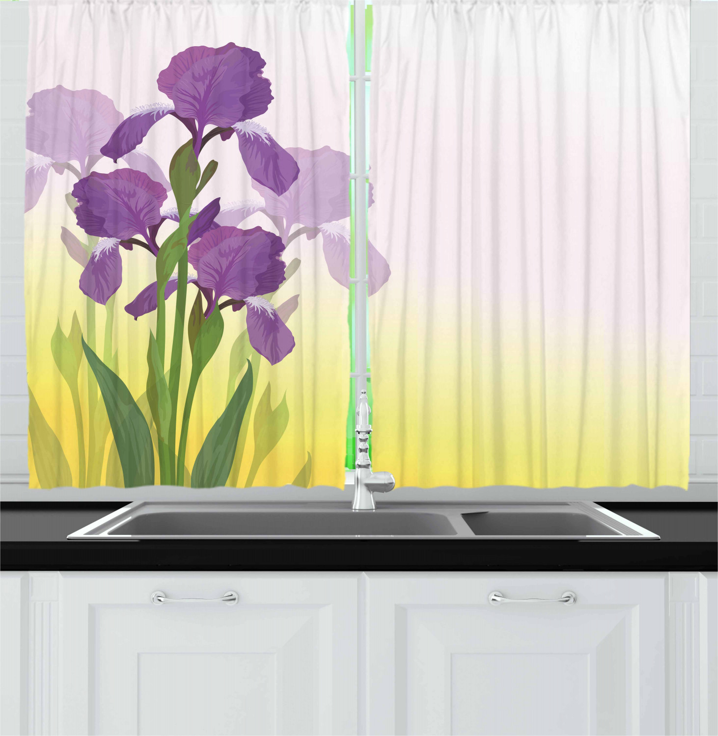 Lilac Kitchen Curtains 2 Panel Set Window Drapes 55" X 39" Ambesonne - 第 18/30 張圖片