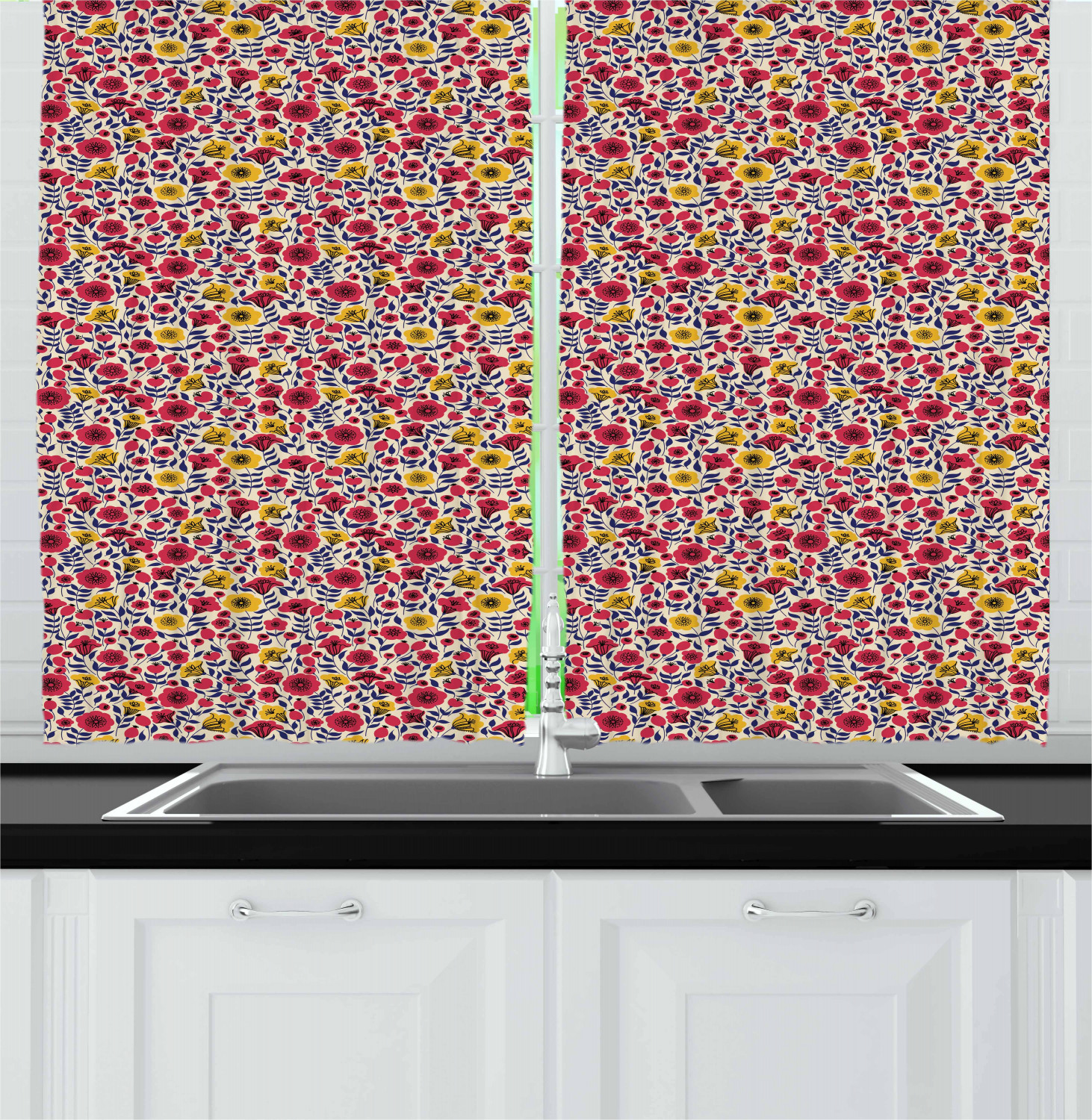 Details about   Eastern Pattern Kitchen Curtains 2 Panel Set Window Drapes 55" X 39" 