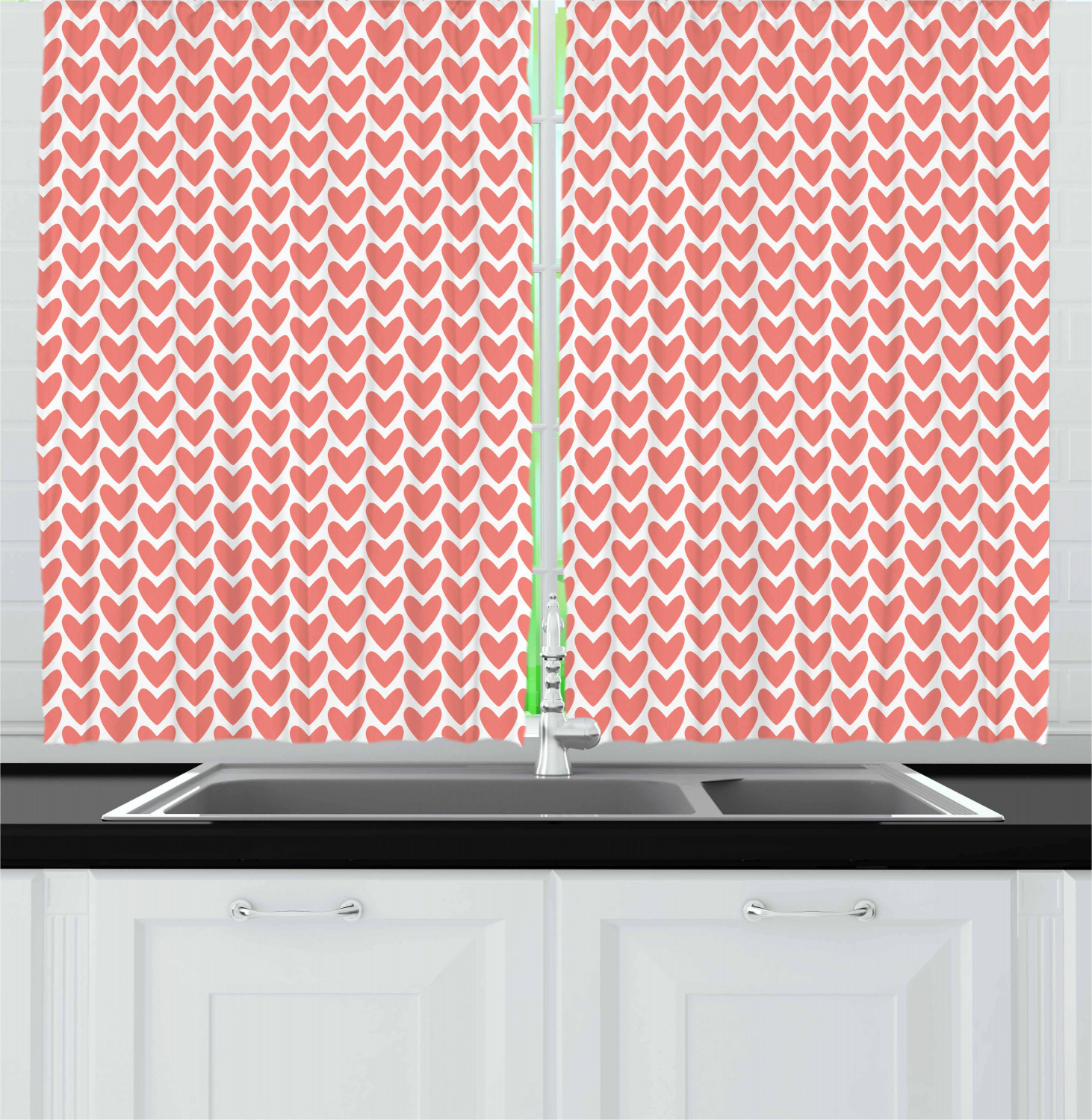 Feminine Pink Kitchen Curtains 2 Panel Set Window Drapes 55" X 39" by