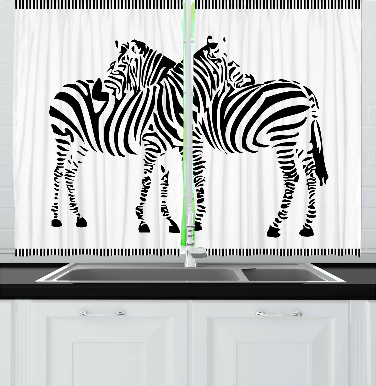 Wildlife Kitchen Curtains 2 Panel Set Window Drapes 55" X 39" Ambesonne - Picture 14 of 18