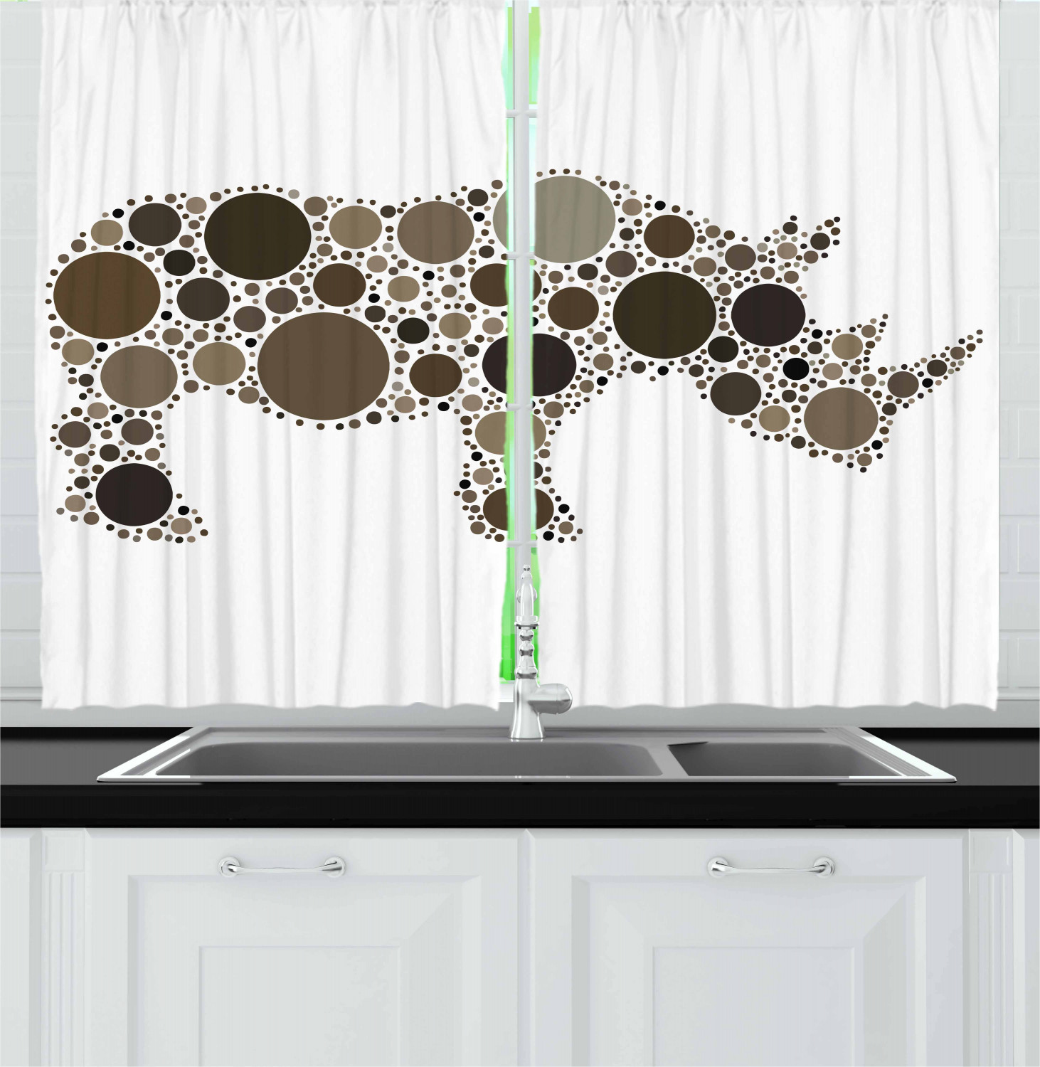 Wildlife Kitchen Curtains 2 Panel Set Window Drapes 55" X 39" Ambesonne - Picture 17 of 18