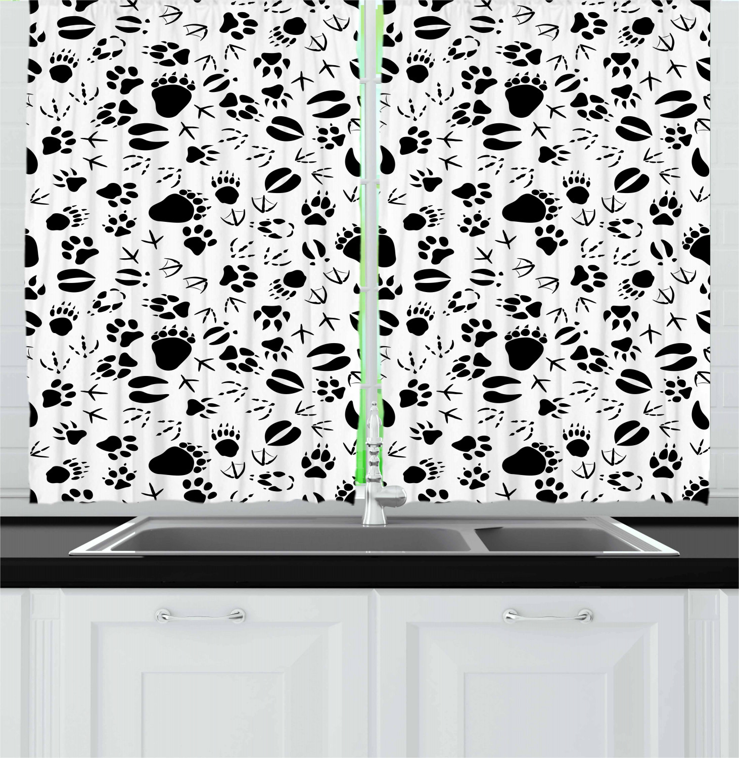 Wildlife Kitchen Curtains 2 Panel Set Window Drapes 55" X 39" Ambesonne - Picture 16 of 18