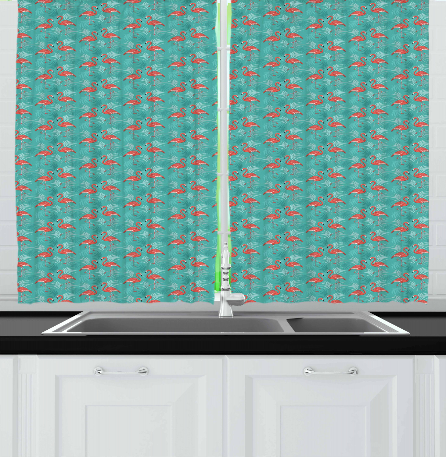 Aqua Kitchen Curtains 2 Panel Set Window Drapes 55" X 39" Ambesonne Aqua Kitchen Curtains 2 Panel Set Window Drapes 55" X 39" Ambesonne