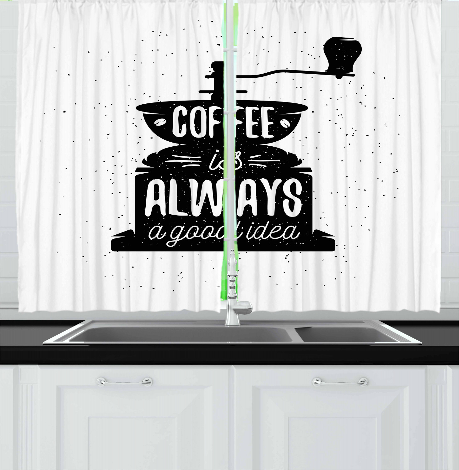 Motivational Kitchen Curtains 2 Panel Set Window Drapes 55" X 39" Ambesonne - Picture 4 of 29