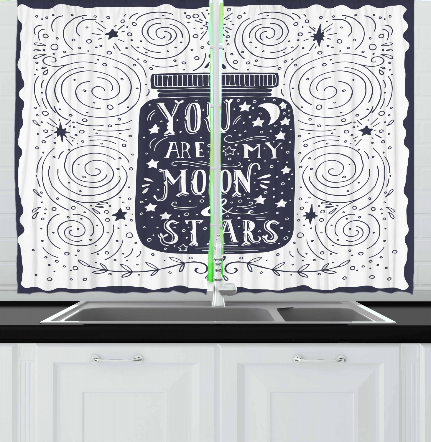 Motivational Kitchen Curtains 2 Panel Set Window Drapes 55" X 39" Ambesonne - Picture 29 of 29