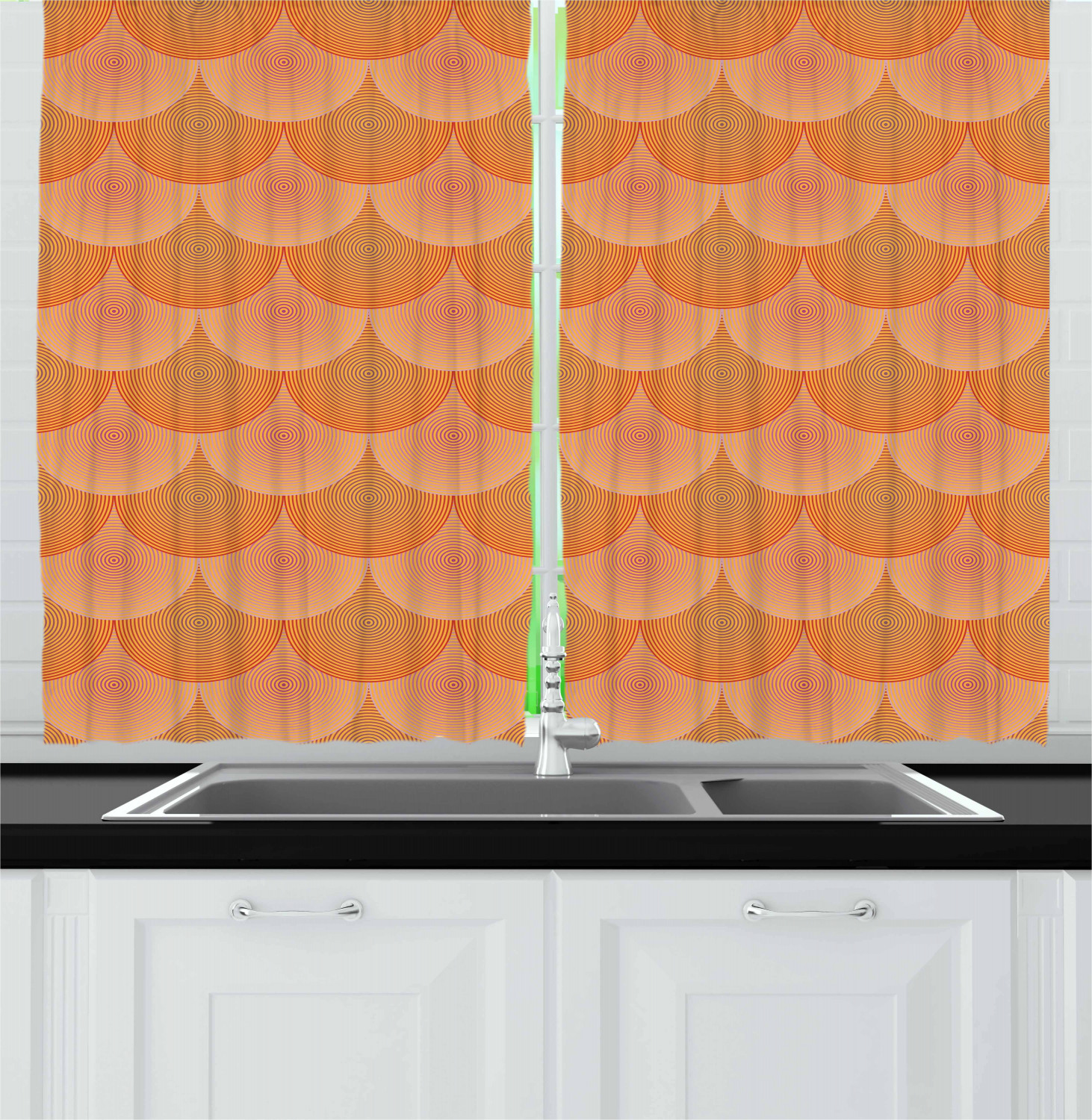 Orange Kitchen Curtains 2 Panel Set Window Drapes 55 X 39