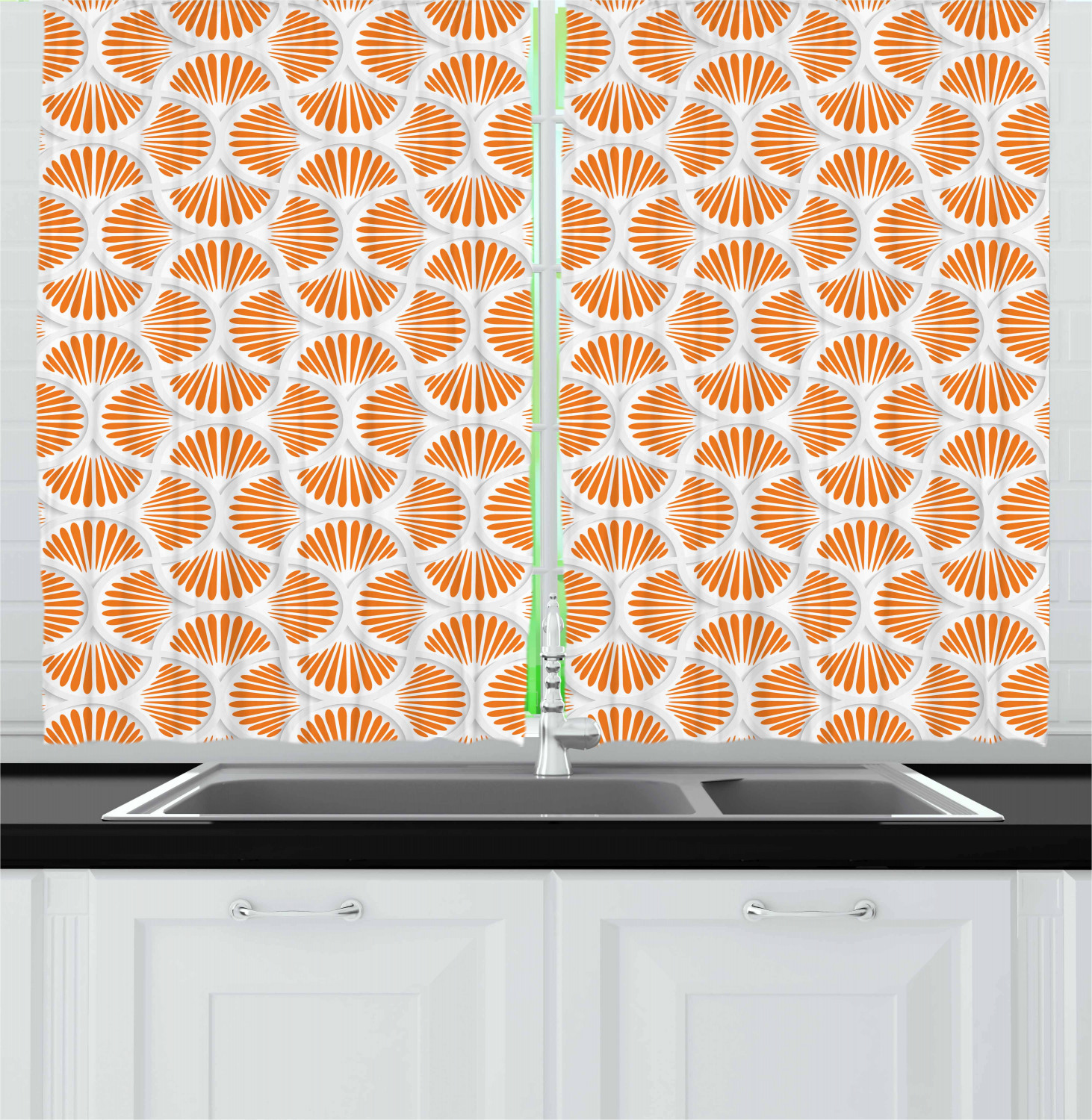 Orange Kitchen Curtains 2 Panel Set, Blue And Orange Kitchen Curtains