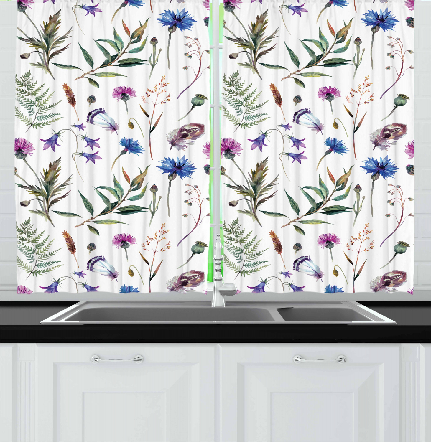 Thistle Kitchen Curtains 2 Panel Set Window Drapes 55