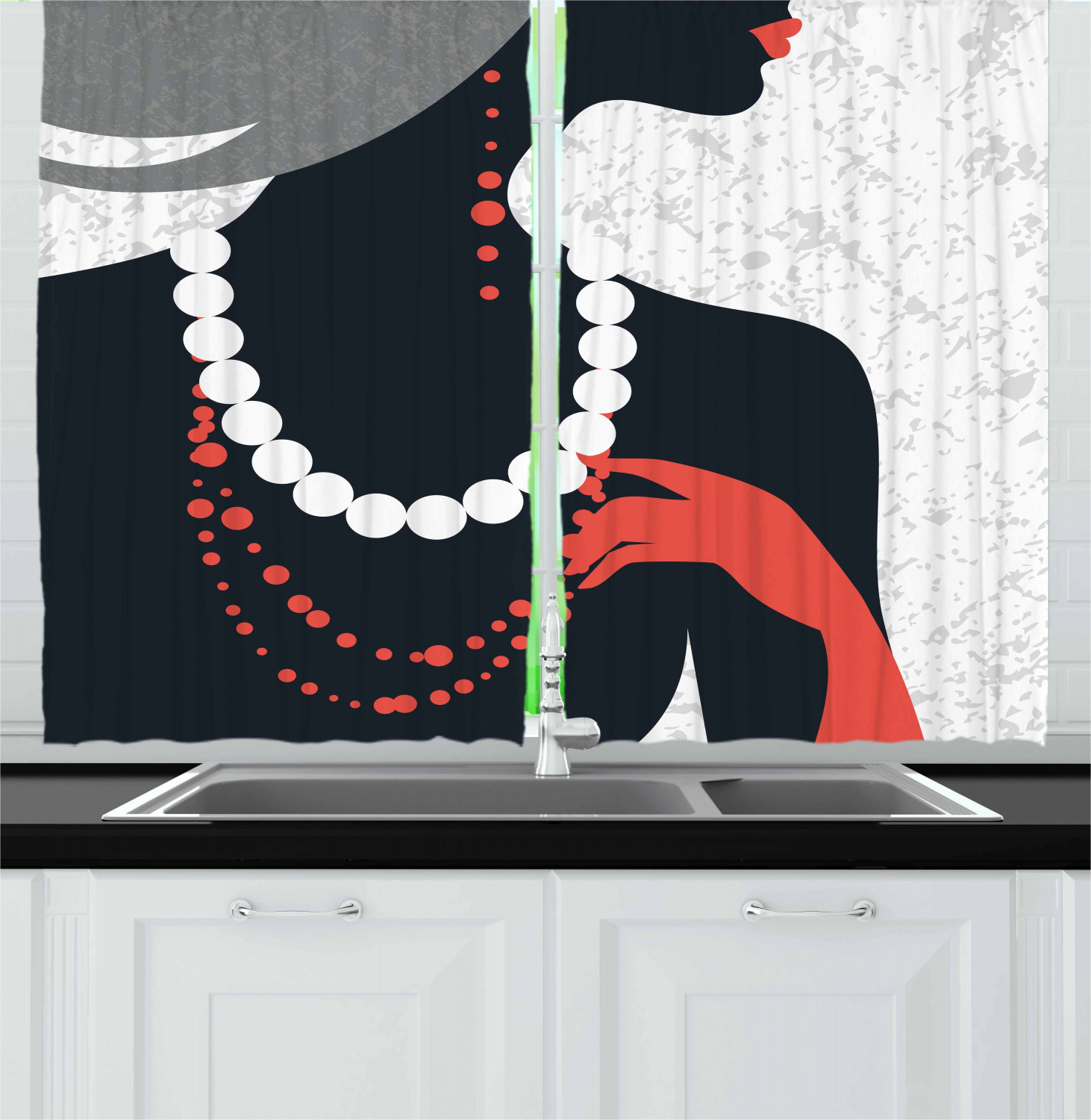 Diva Kitchen Curtains 2 Panel Set Window Drapes 55" X 39" Ambesonne - Picture 13 of 19