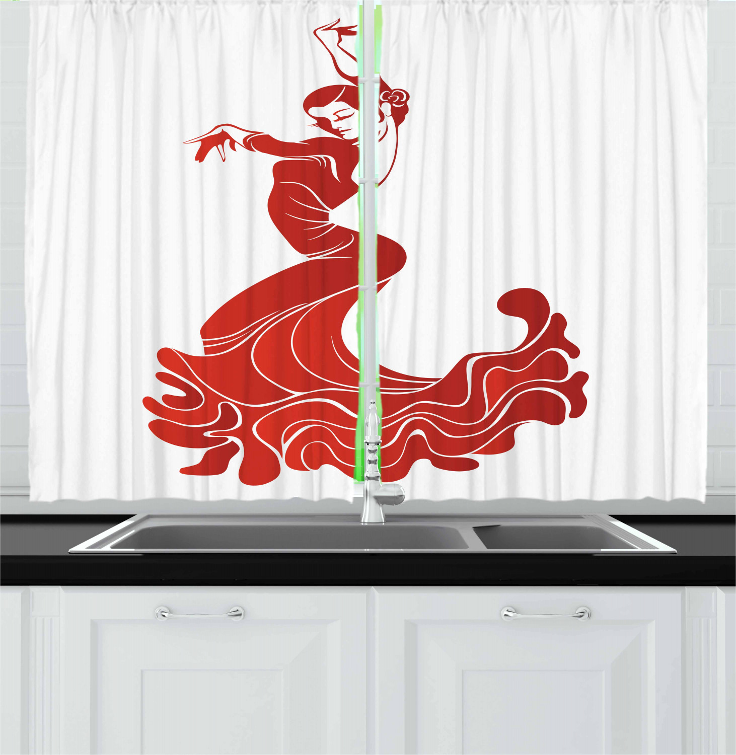 Spanish Kitchen Curtains 2 Panel Set Window Drapes 55 X 39