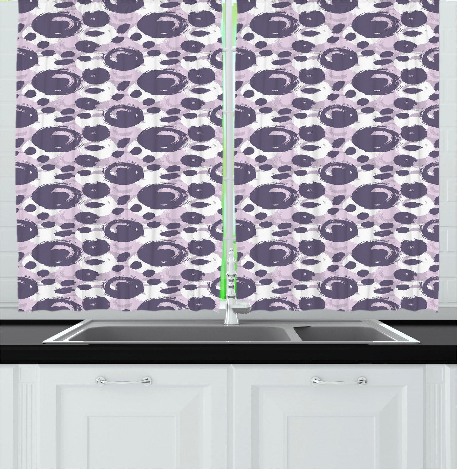 Lavender Tones Kitchen Curtains 2 Panel Set Window Drapes 55" X 39" by