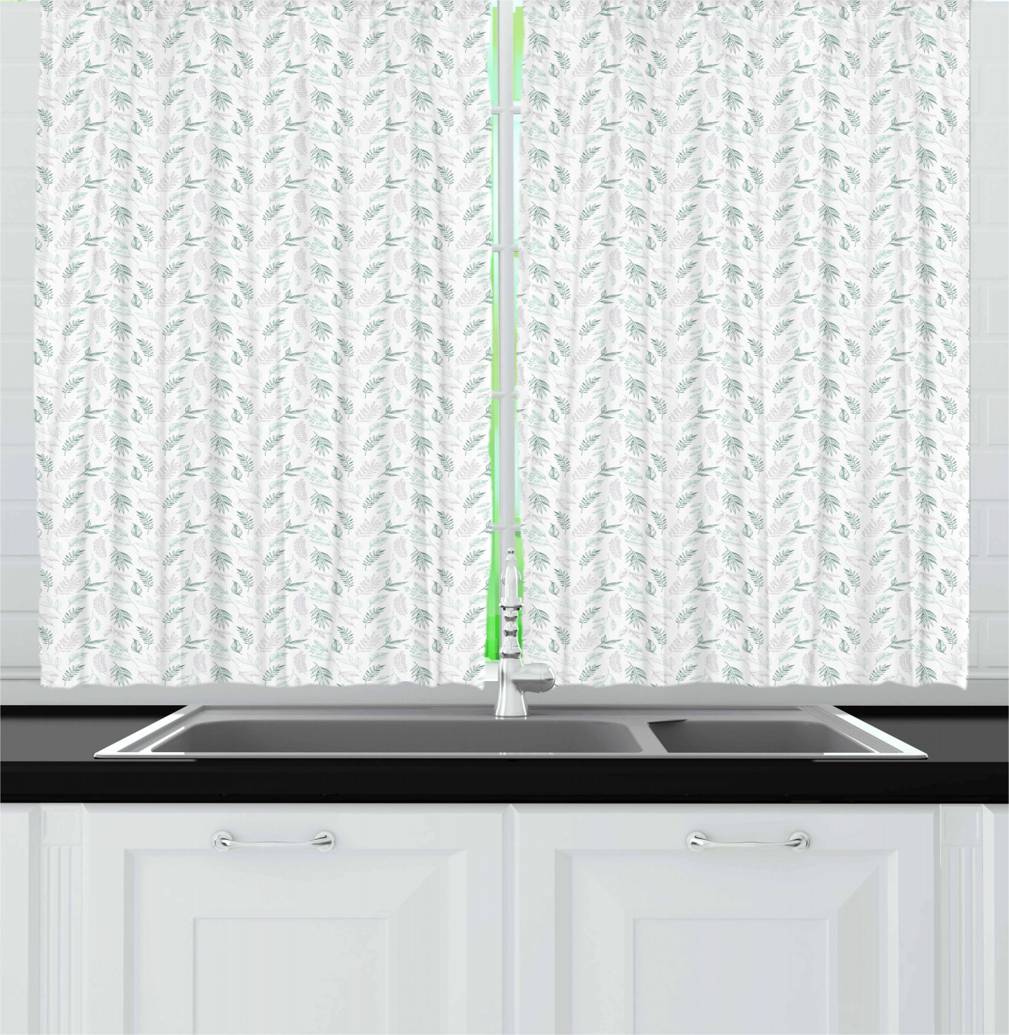 Spring Kitchen Curtains 2 Panel Set Window Drapes 55" X 39" by Ambesonne 