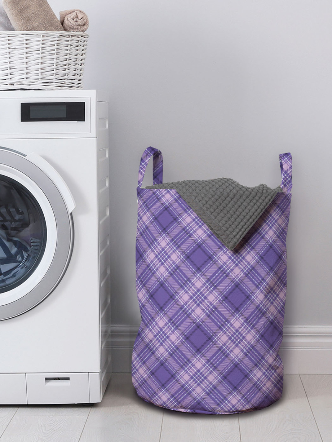 Ambesonne Retro Elements Laundry Bag Hamper Basket with Handles Laundromats