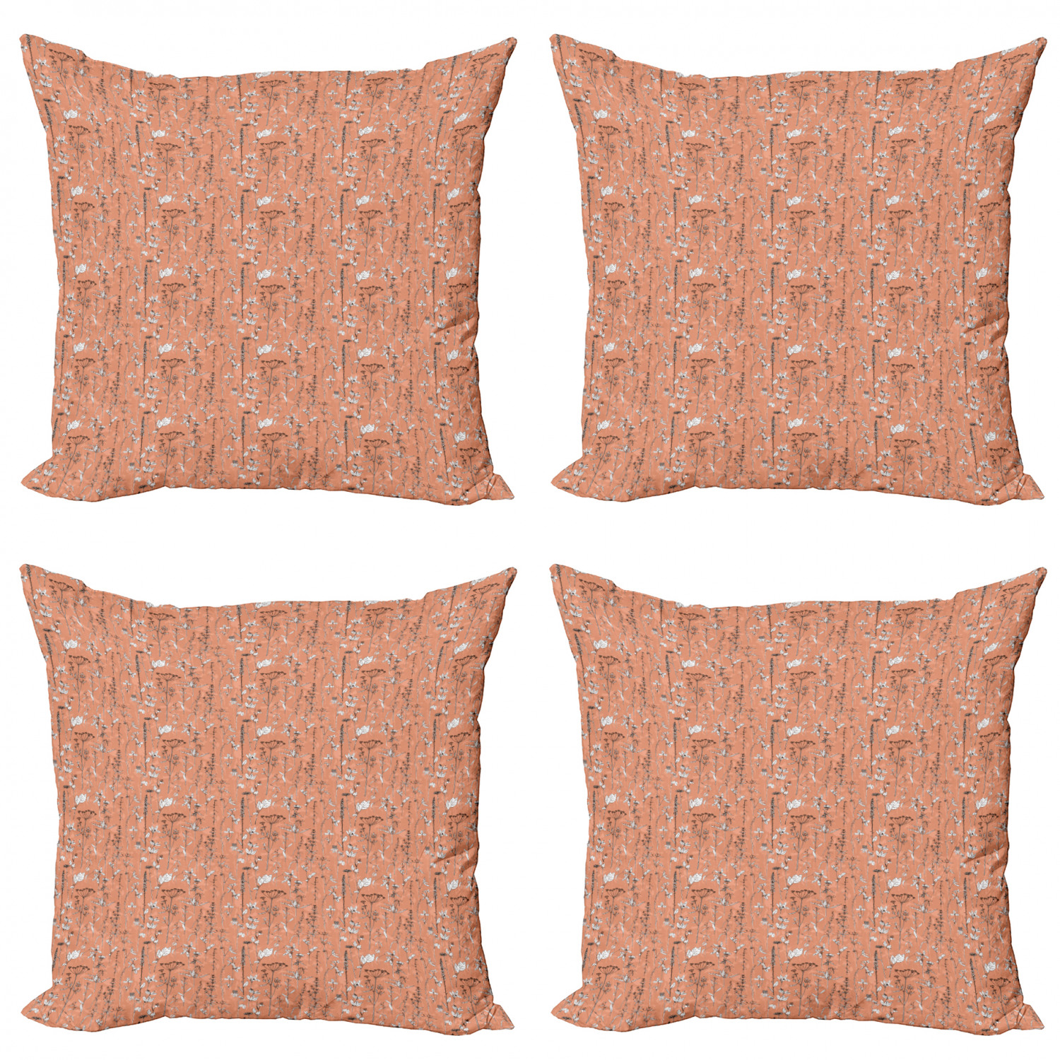 Ambesonne Botanical Blossom Cushion Cover Set of 4 for Couch and Bed in 4 Sizes - Picture 42 of 62