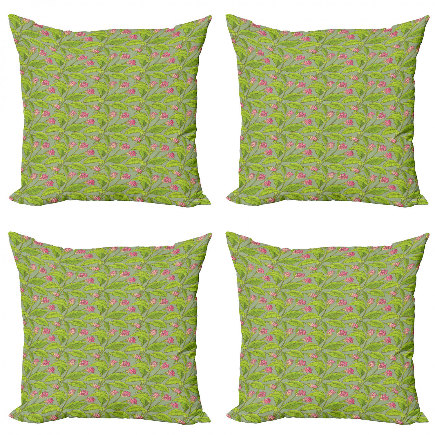 Ambesonne Botanical Blossom Cushion Cover Set of 4 for Couch and Bed in 4 Sizes - Picture 56 of 62