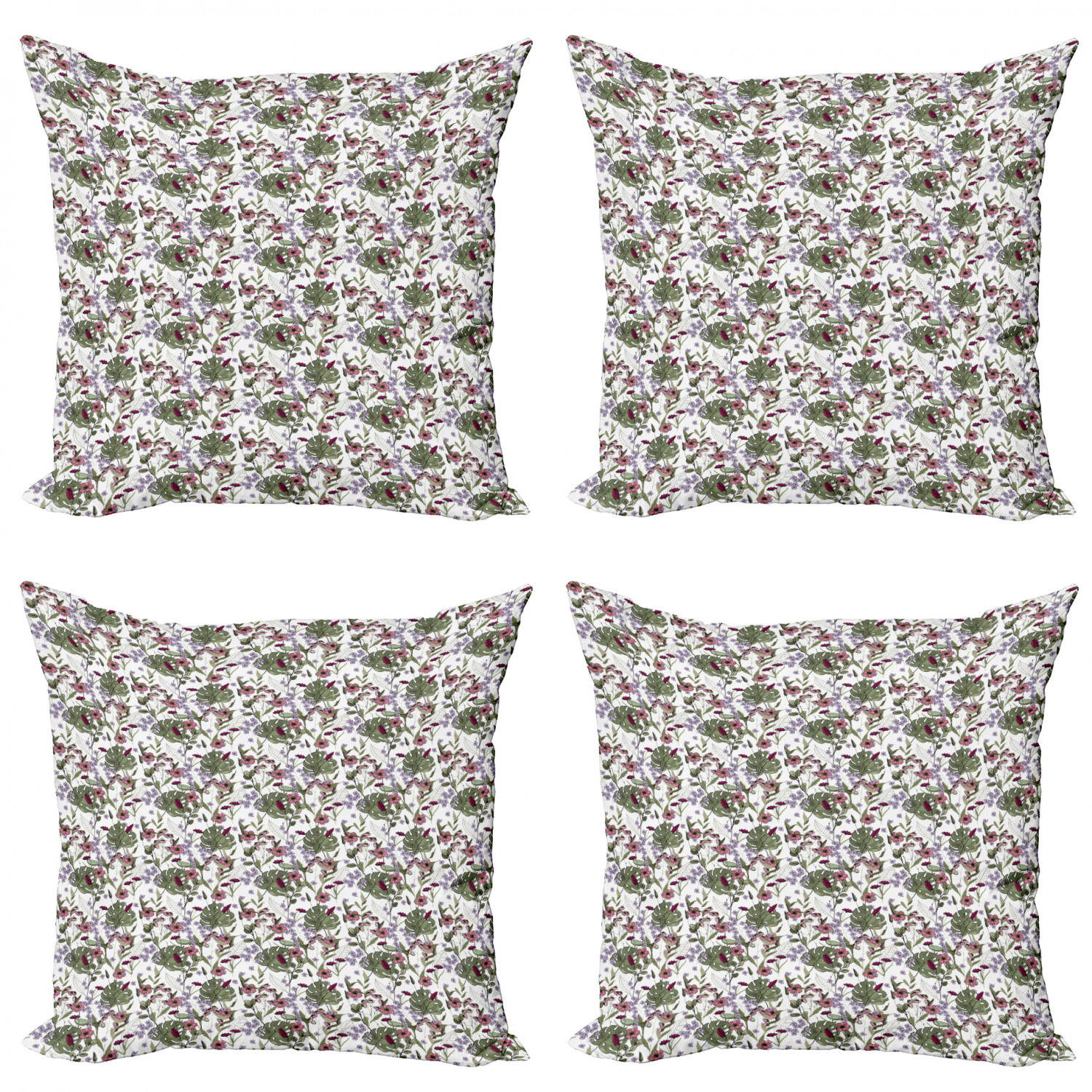 Ambesonne Botanical Blossom Cushion Cover Set of 4 for Couch and Bed in 4 Sizes - Picture 34 of 62