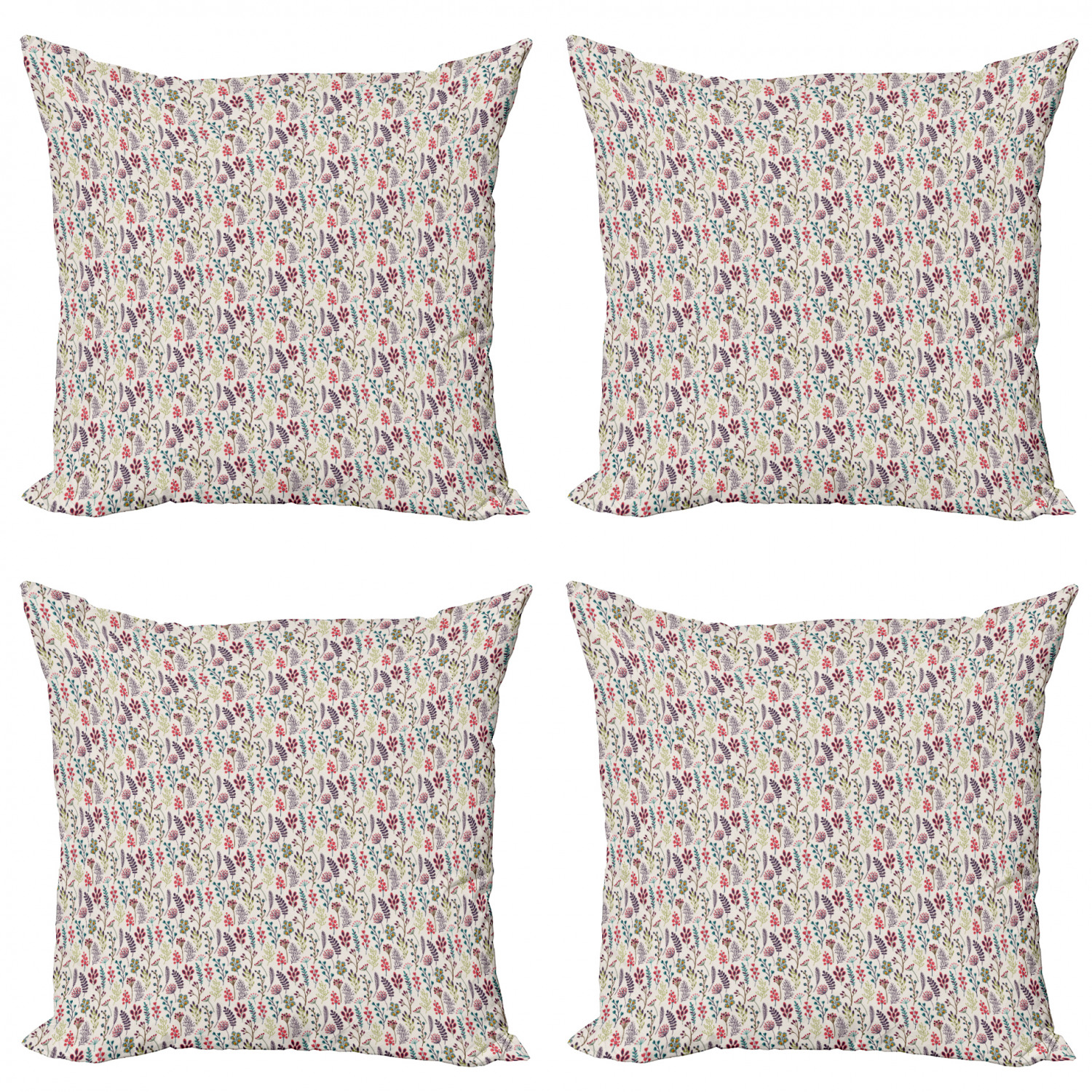 Ambesonne Botanical Blossom Cushion Cover Set of 4 for Couch and Bed in 4 Sizes - Picture 17 of 62