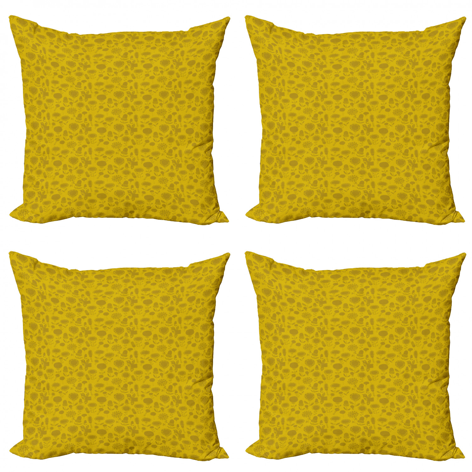 Ambesonne Botanical Blossom Cushion Cover Set of 4 for Couch and Bed in 4 Sizes - Picture 44 of 62