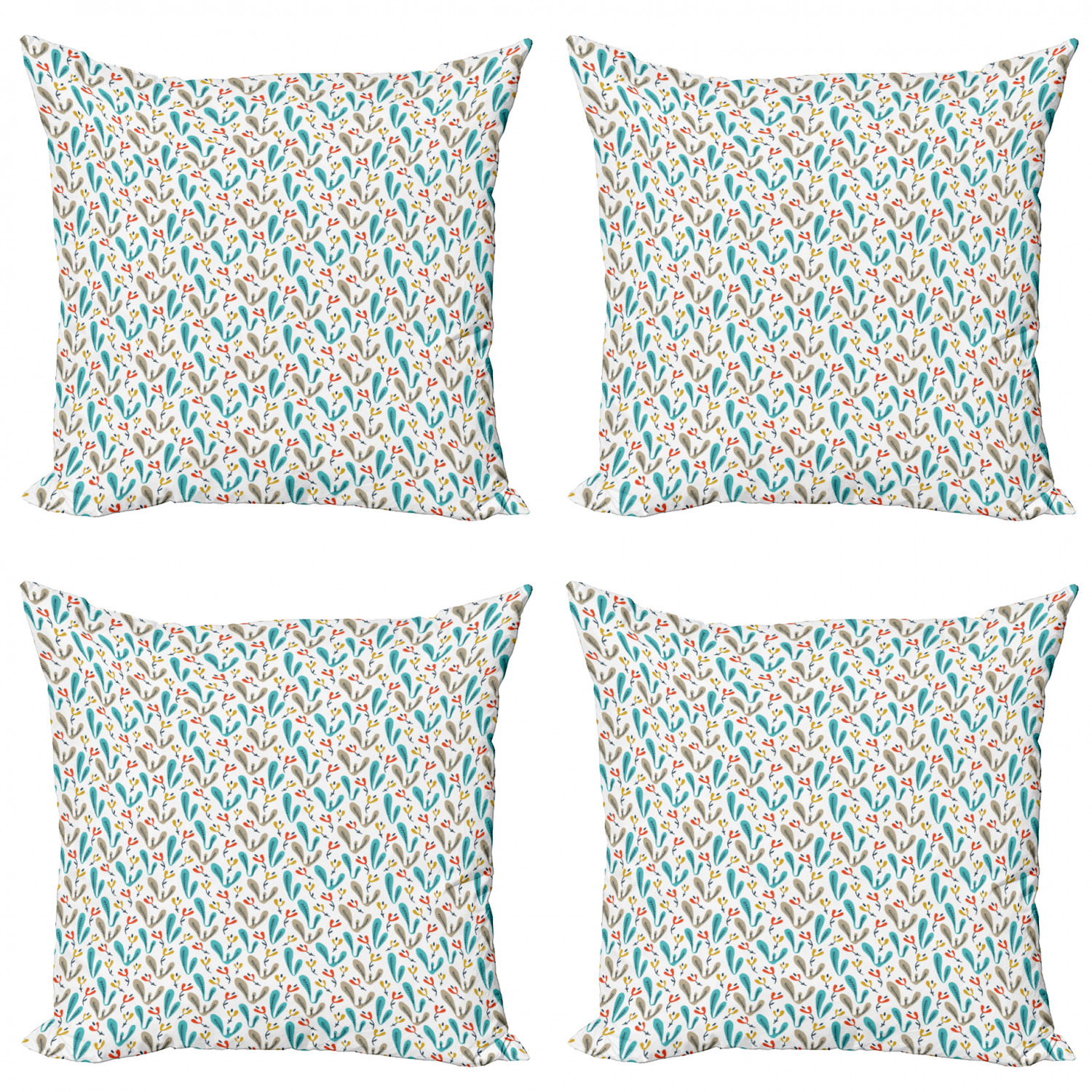 Ambesonne Botanical Blossom Cushion Cover Set of 4 for Couch and Bed in 4 Sizes - Picture 7 of 62