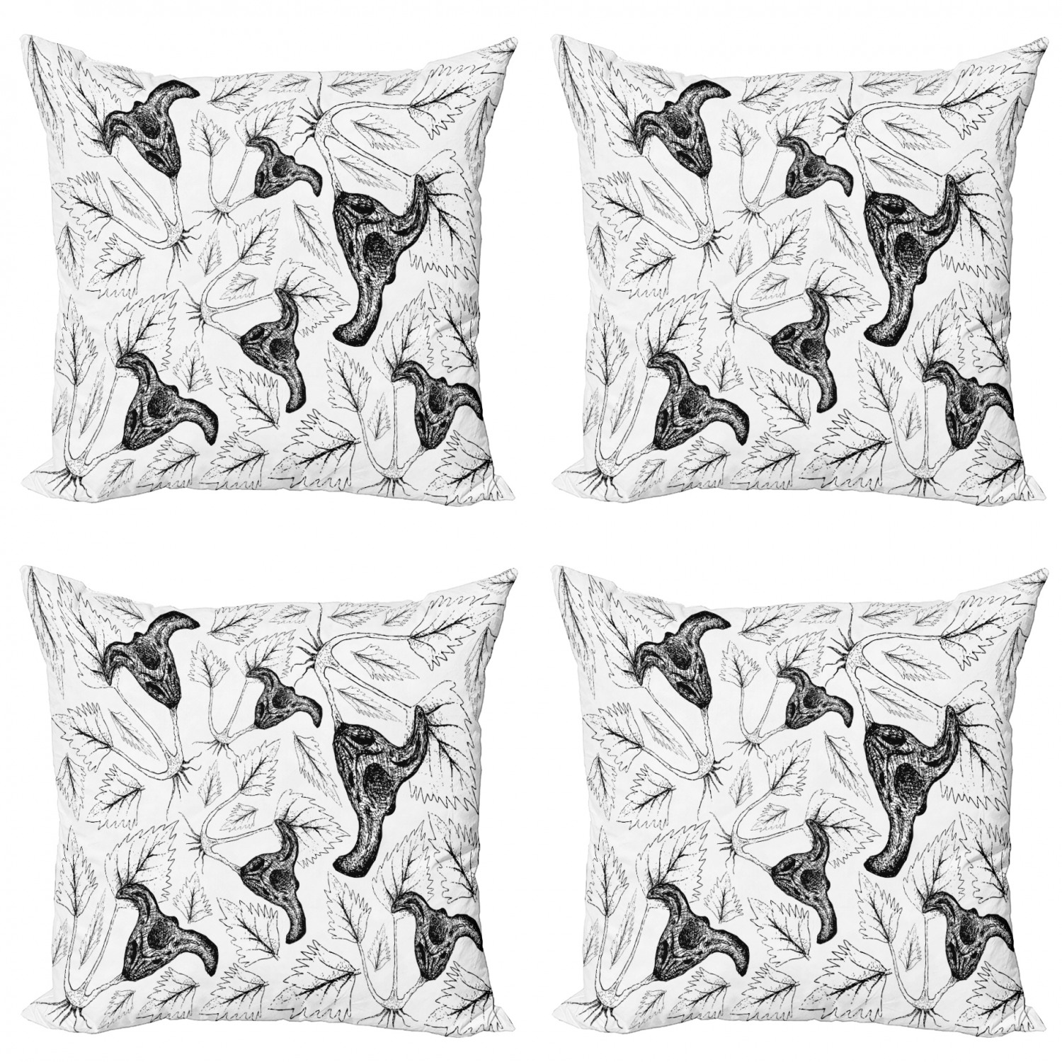 Ambesonne Botanical Blossom Cushion Cover Set of 4 for Couch and Bed in 4 Sizes - Picture 31 of 62