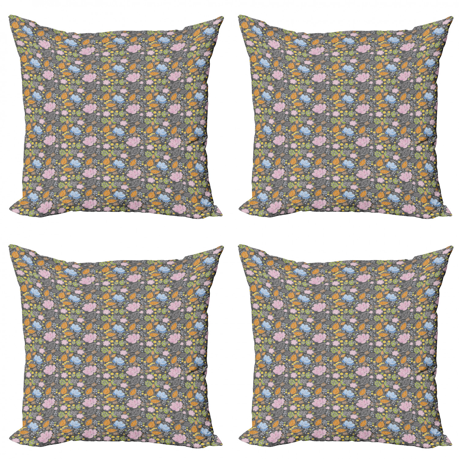 Ambesonne Botanical Blossom Cushion Cover Set of 4 for Couch and Bed in 4 Sizes - Picture 18 of 62