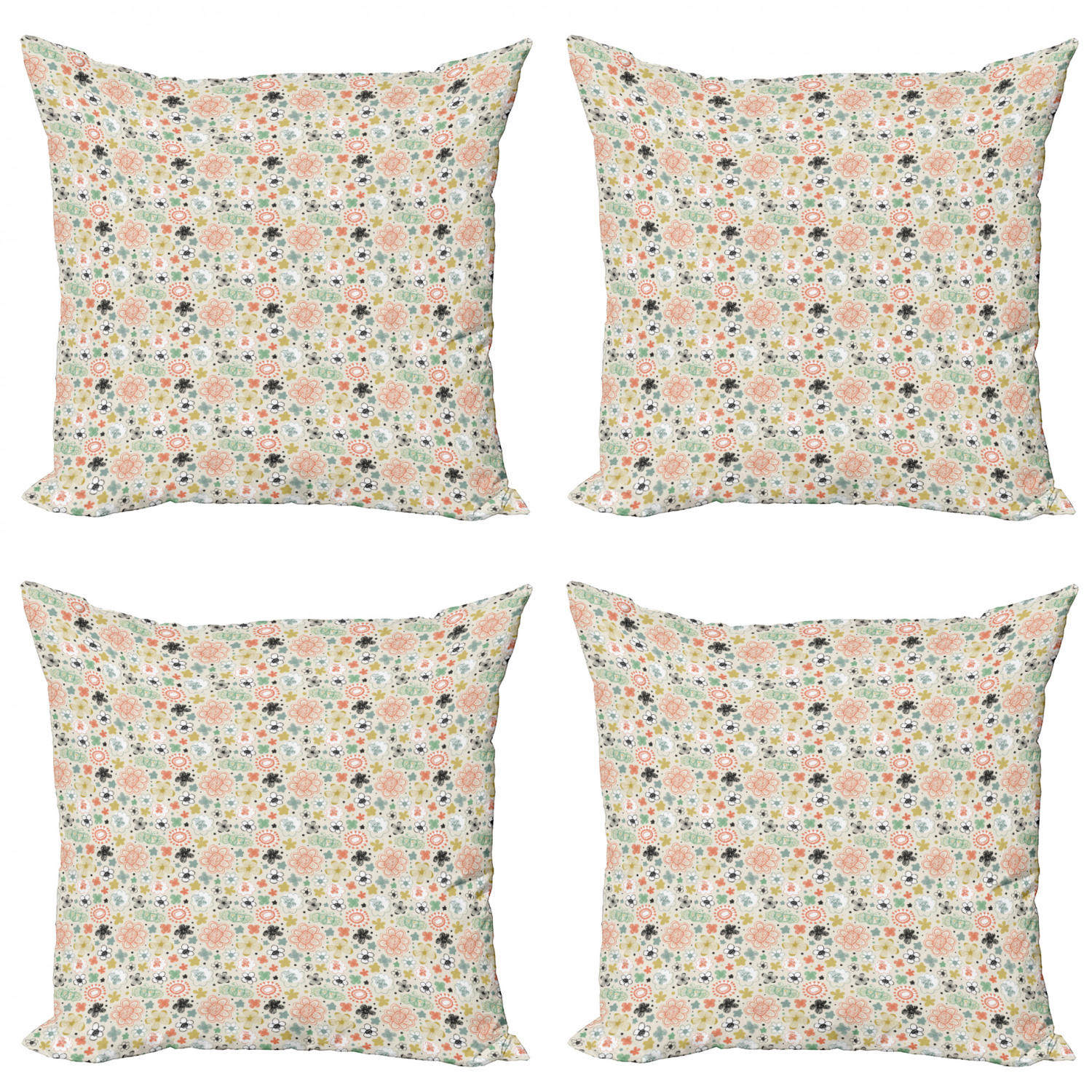 Ambesonne Botanical Blossom Cushion Cover Set of 4 for Couch and Bed in 4 Sizes - Picture 14 of 62