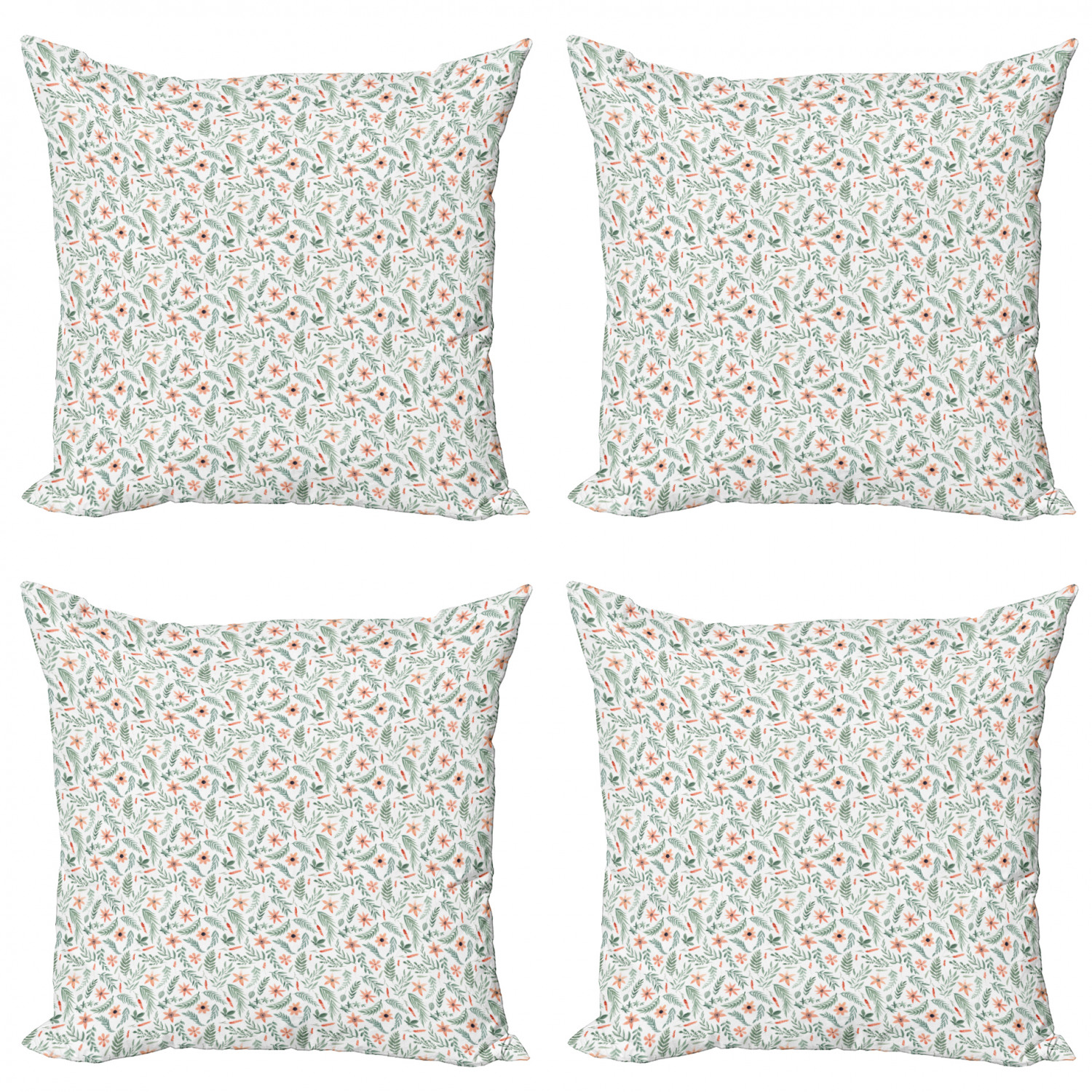 Ambesonne Botanical Blossom Cushion Cover Set of 4 for Couch and Bed in 4 Sizes - Picture 62 of 62