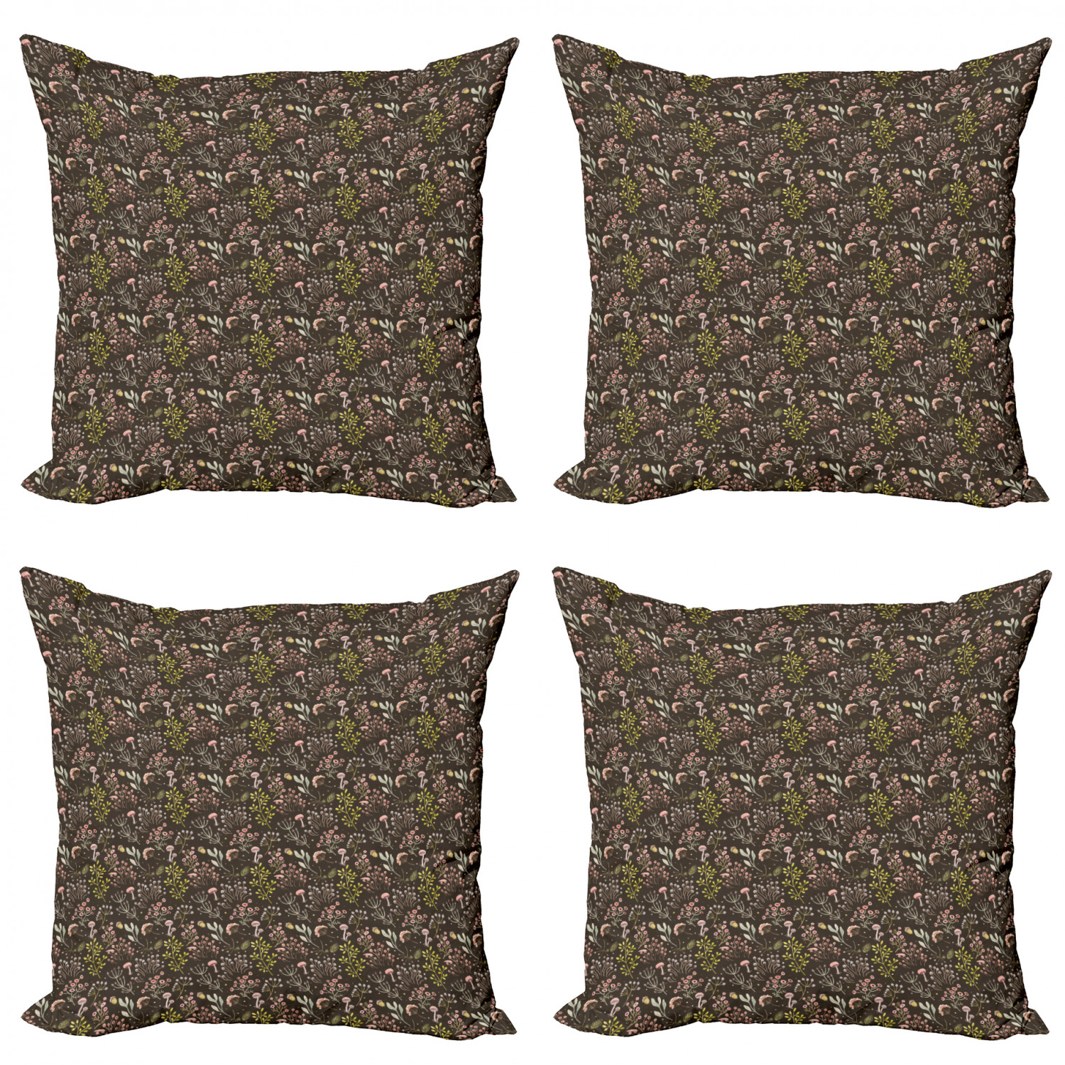 Ambesonne Botanical Blossom Cushion Cover Set of 4 for Couch and Bed in 4 Sizes - Picture 23 of 62