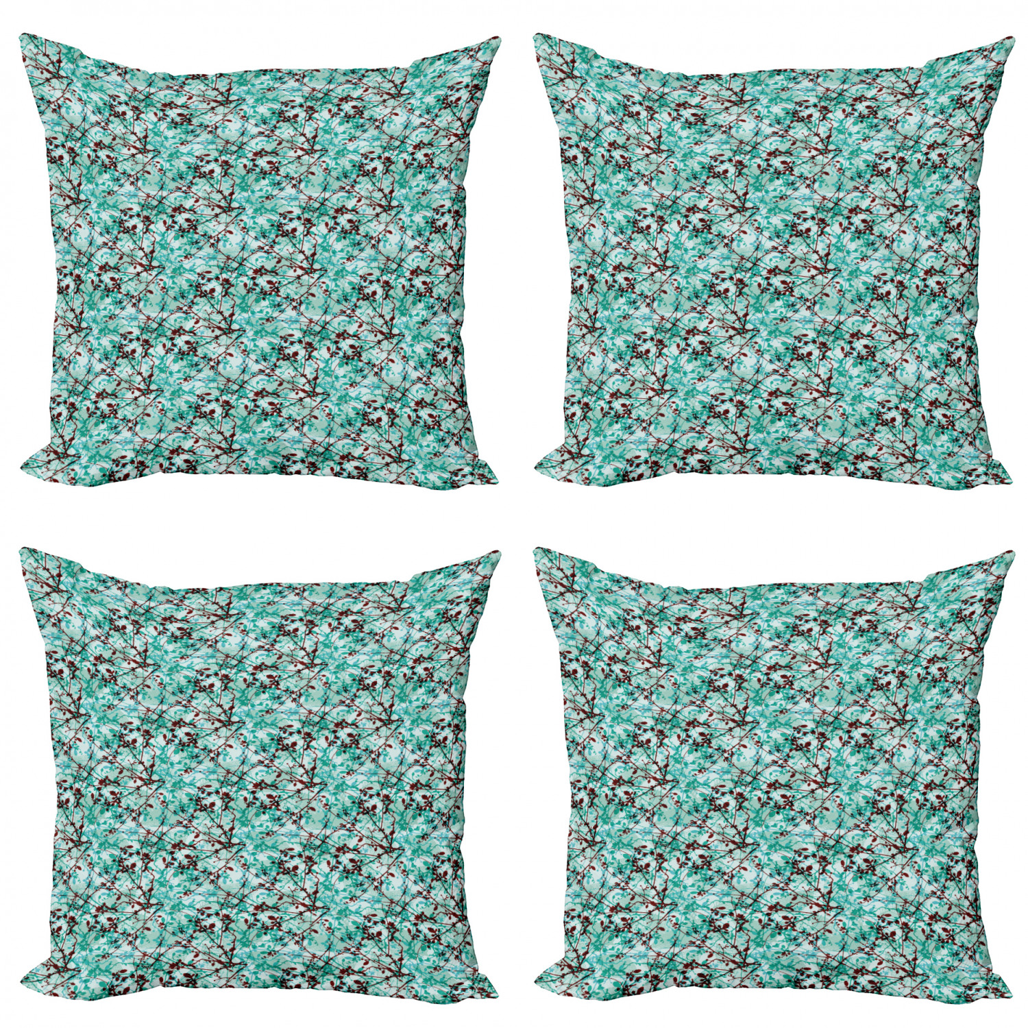 Ambesonne Botanical Blossom Cushion Cover Set of 4 for Couch and Bed in 4 Sizes - Picture 26 of 62