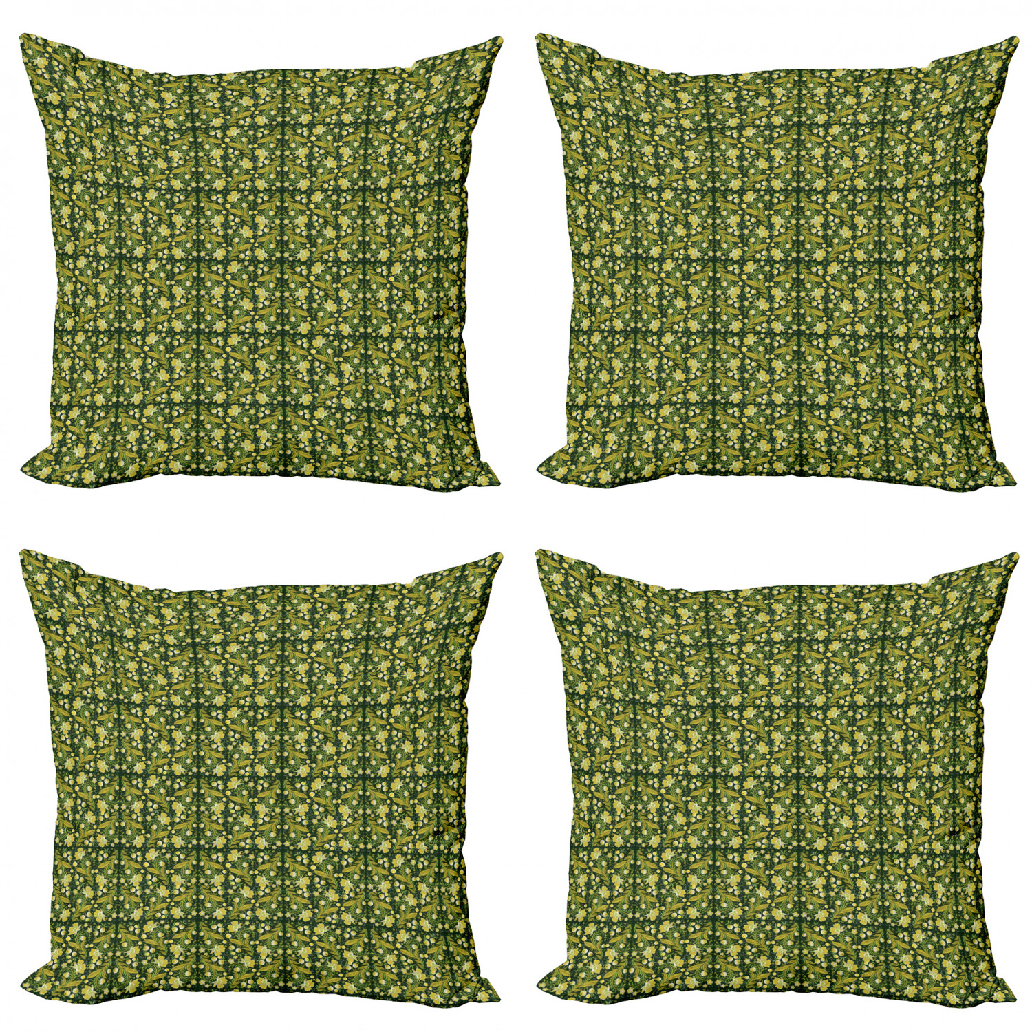 Ambesonne Botanical Blossom Cushion Cover Set of 4 for Couch and Bed in 4 Sizes - Picture 27 of 62